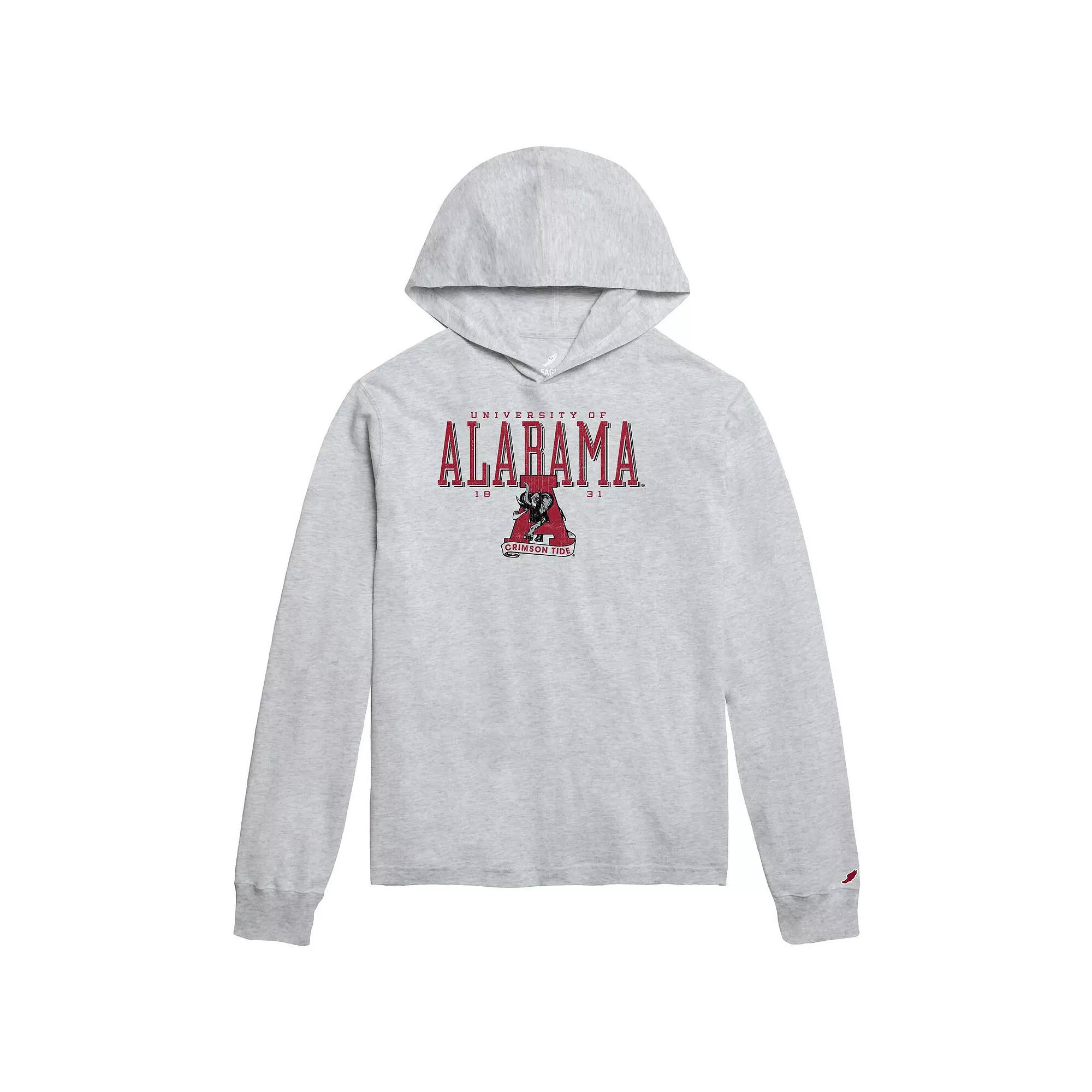 Men's League Collegiate Wear Ash Alabama Crimson Tide Team Stack Tumble Long Sleeve Hooded T-Shirt,  Product Image