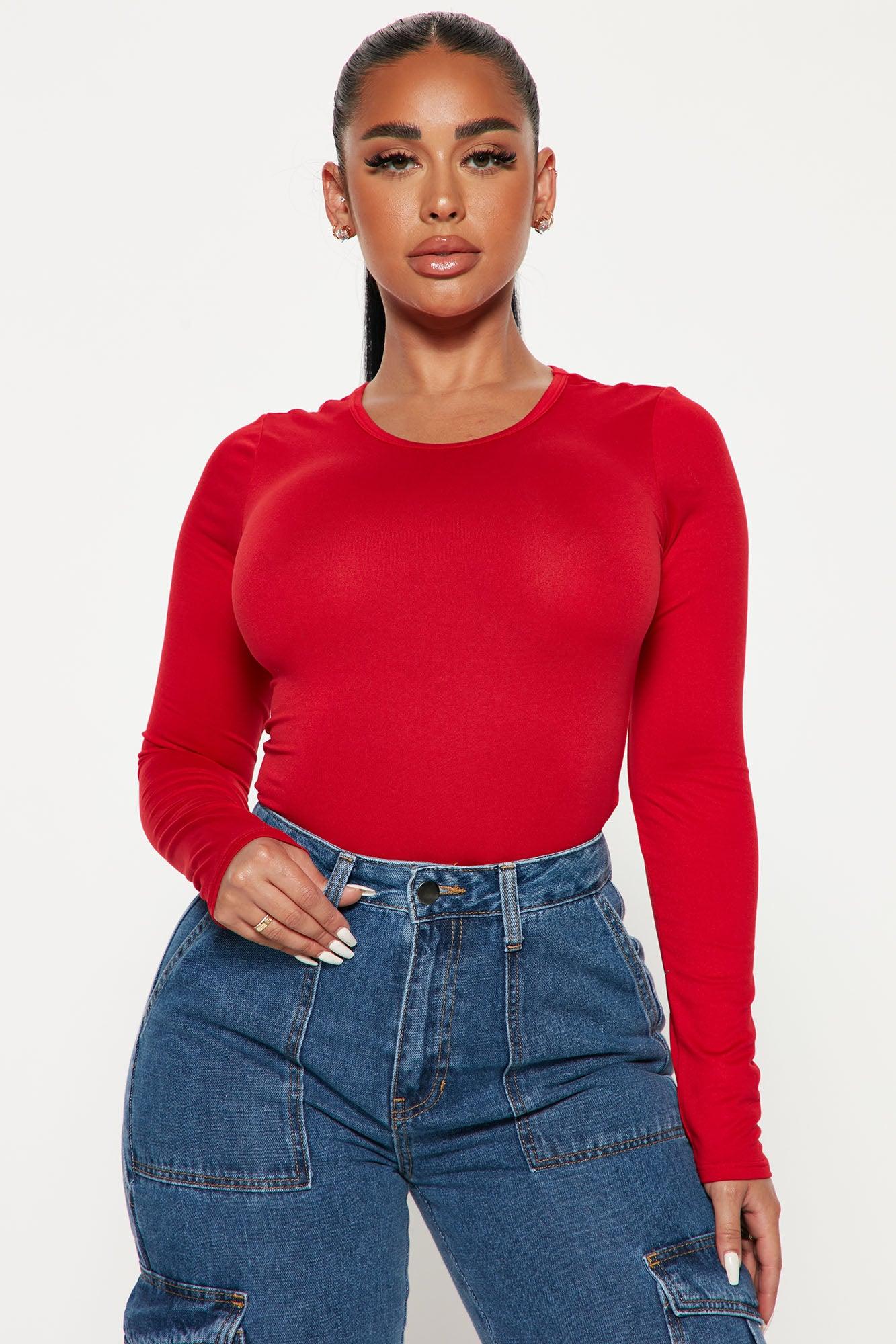 Don't Be Basic Bodysuit - Red Product Image