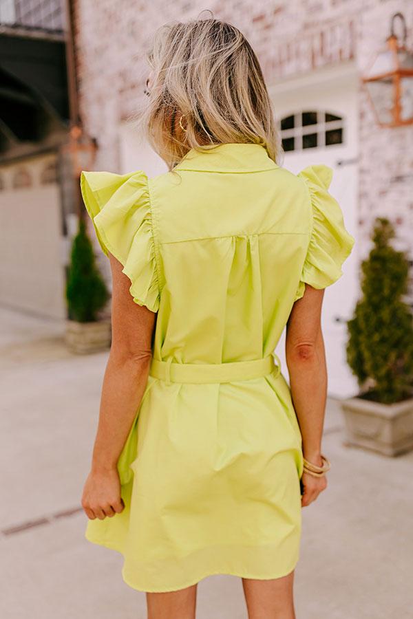 Take A Chance Ruffle Mini Dress in Lime Punch Product Image