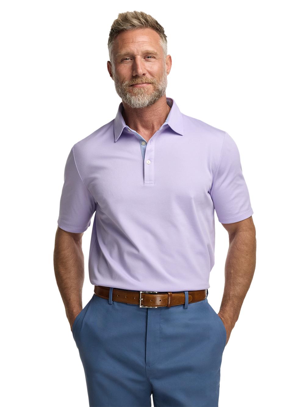 Cotton Blend Three Button Polo - Lavender Product Image