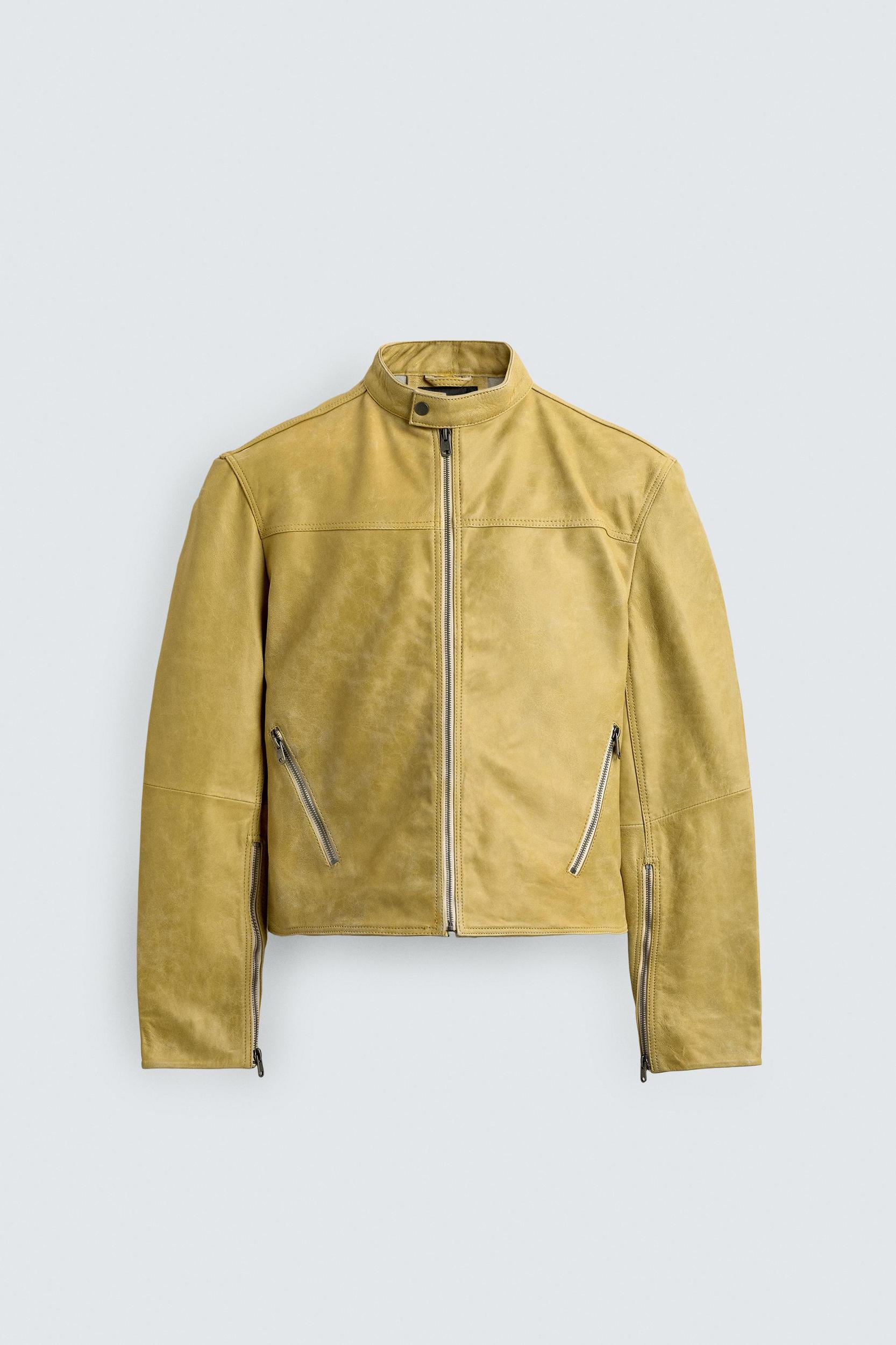 WASHED LEATHER CROPPED FIT JACKET Product Image