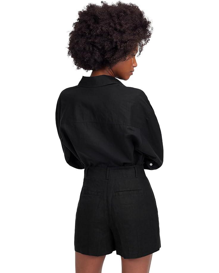 Pintuck High Waist Linen Shorts - Maldive Product Image