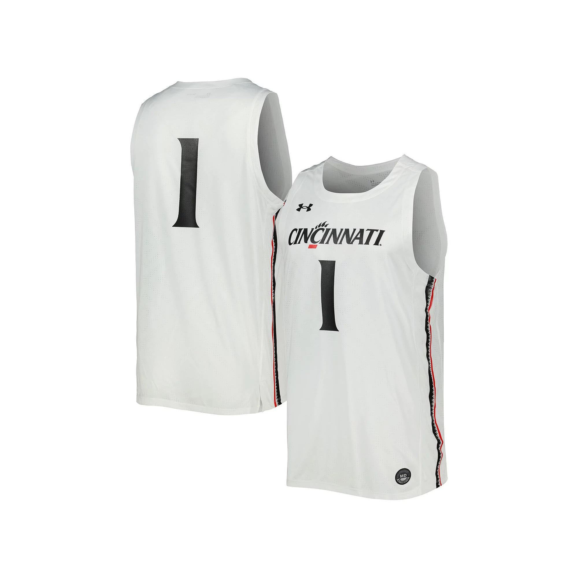 Men's Under Armour #1 White Cincinnati Bearcats Team Replica Basketball Jersey,  Product Image