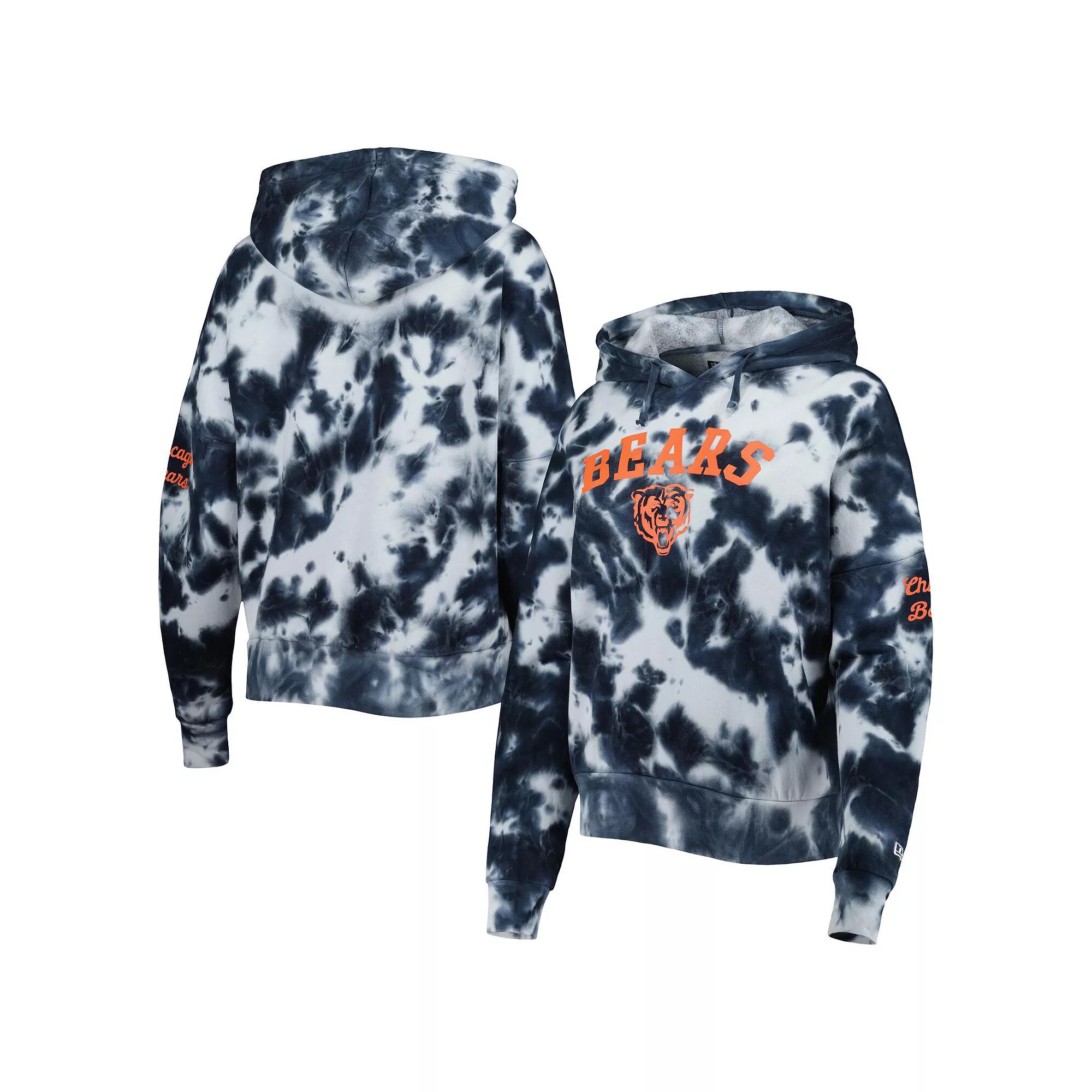 Women's New Era Navy Chicago Bears Cloud Dye Fleece Pullover Hoodie, Size: XS, Blue Product Image