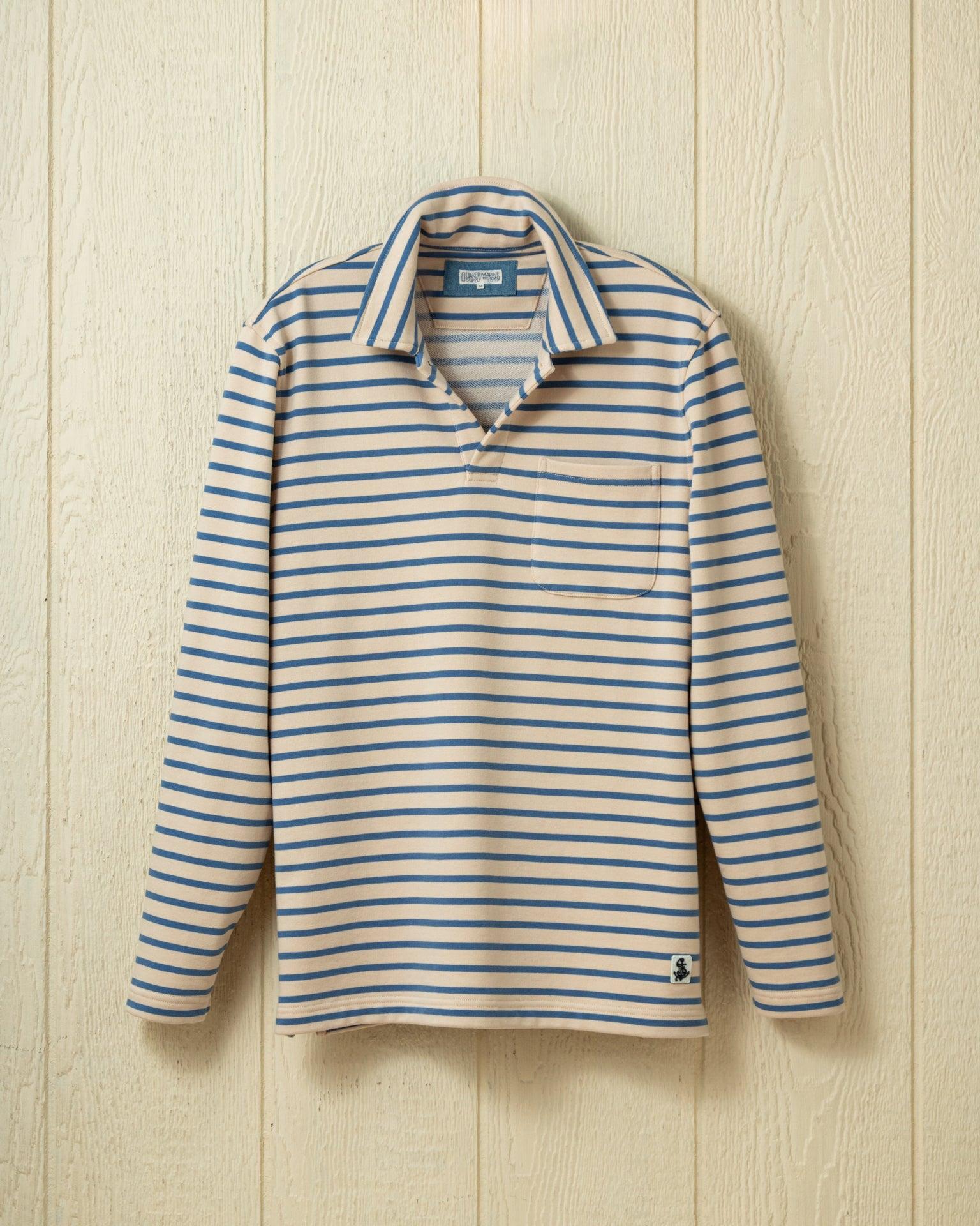 Acadia Polo in Sand/Chambray Loopback Terry Product Image