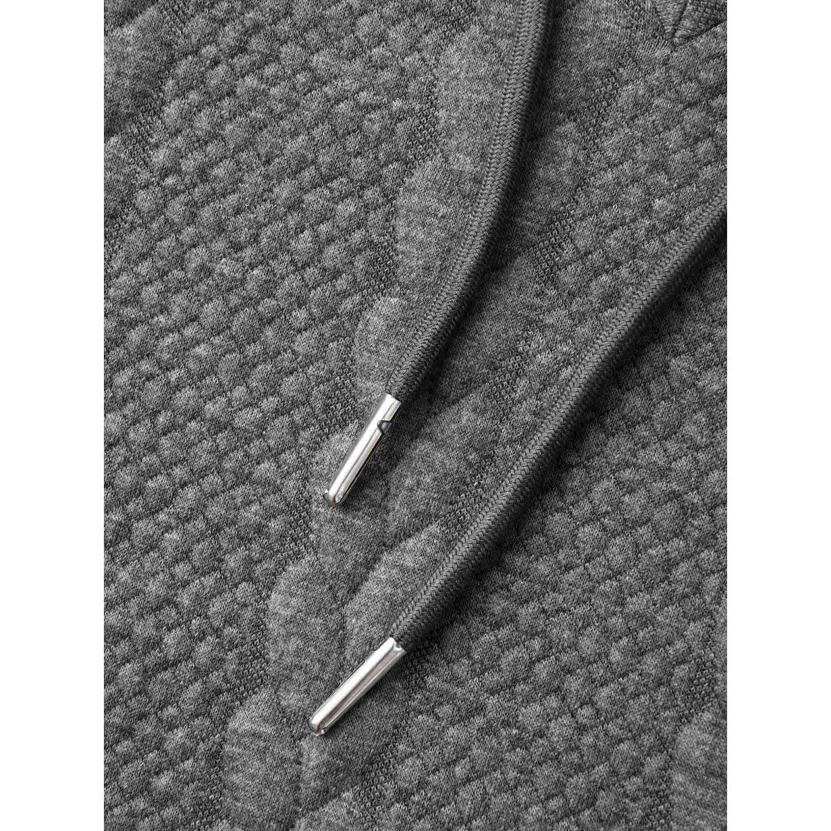 Plus Size Cable Knit V-Neck Ribbed Hem Hoodie Women DimGray Casual Texture Hooded Everyday Sweatshirts BloomChic 14-16/1X Product Image