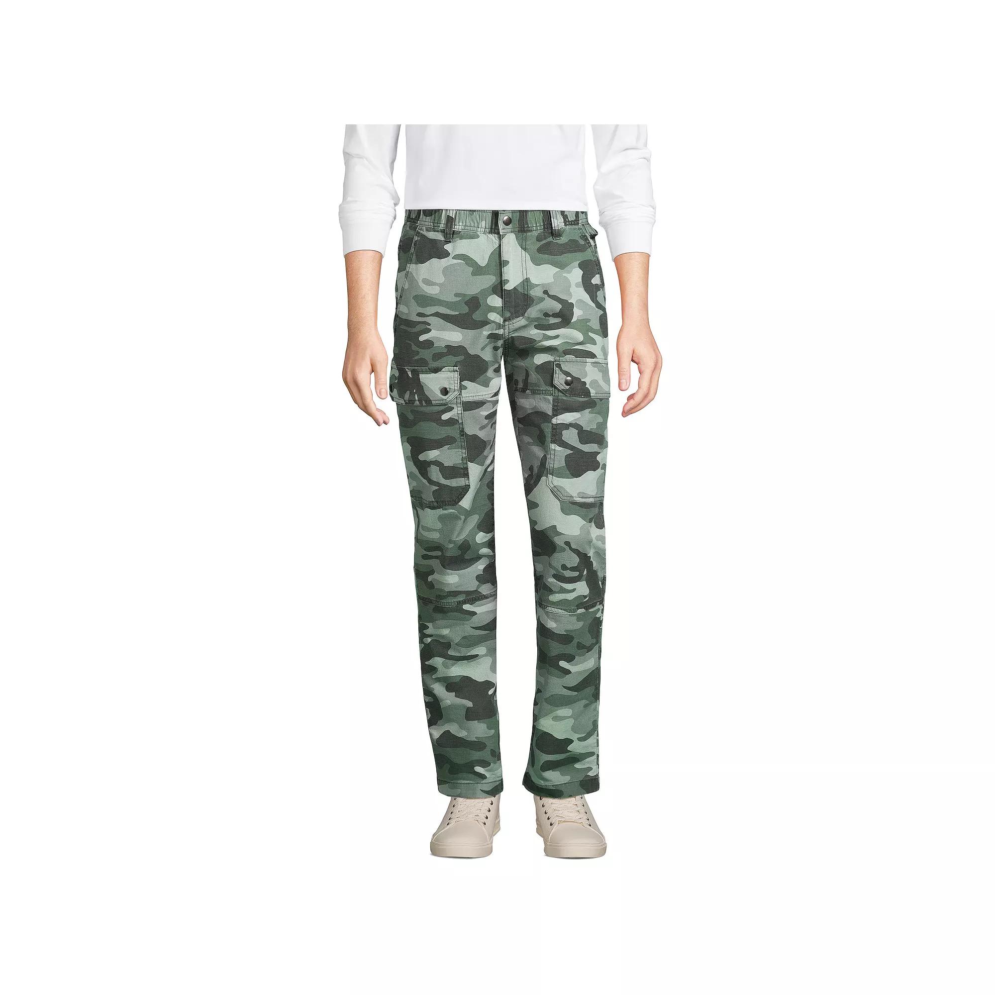 Men's Lands' End Ripstop Utility Cargo Pants, Size: Large 30, Dark Eucalyptus Green Product Image