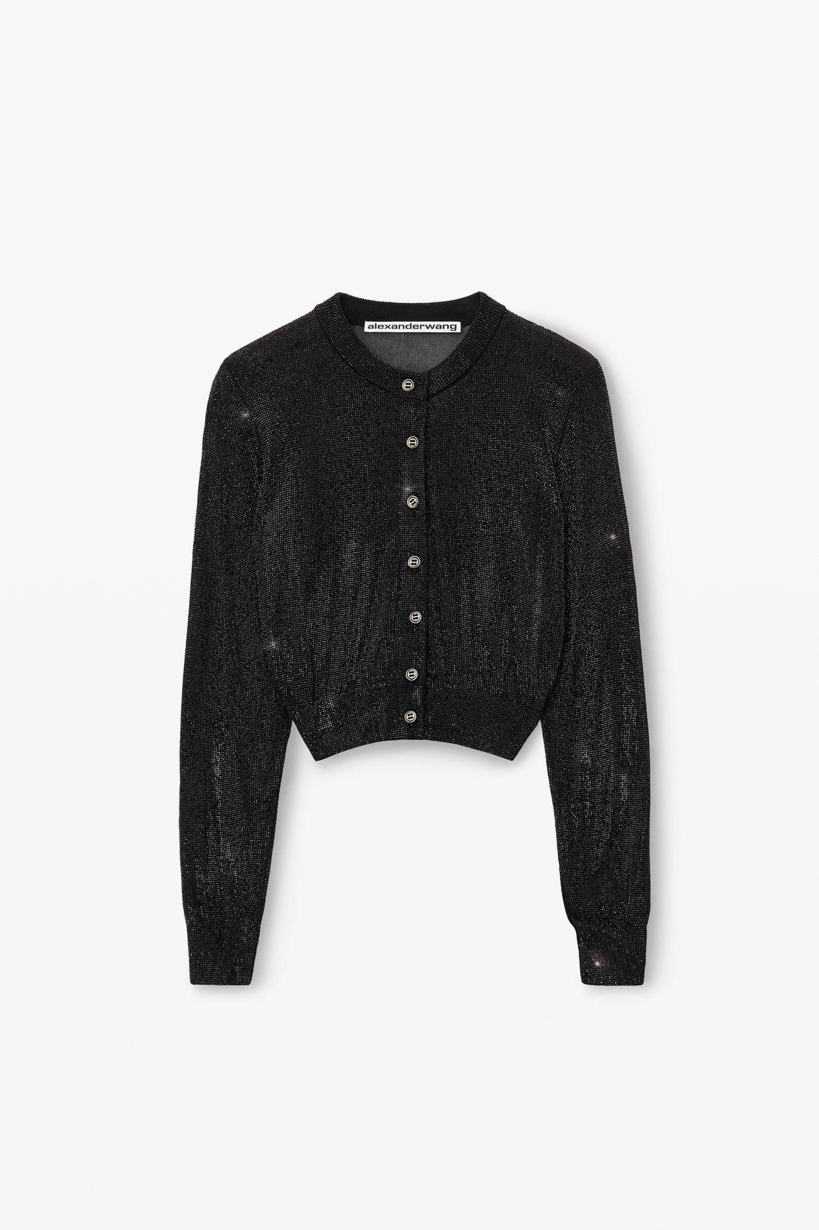 Cropped Cardigan In Clear Bead Hotfix Product Image