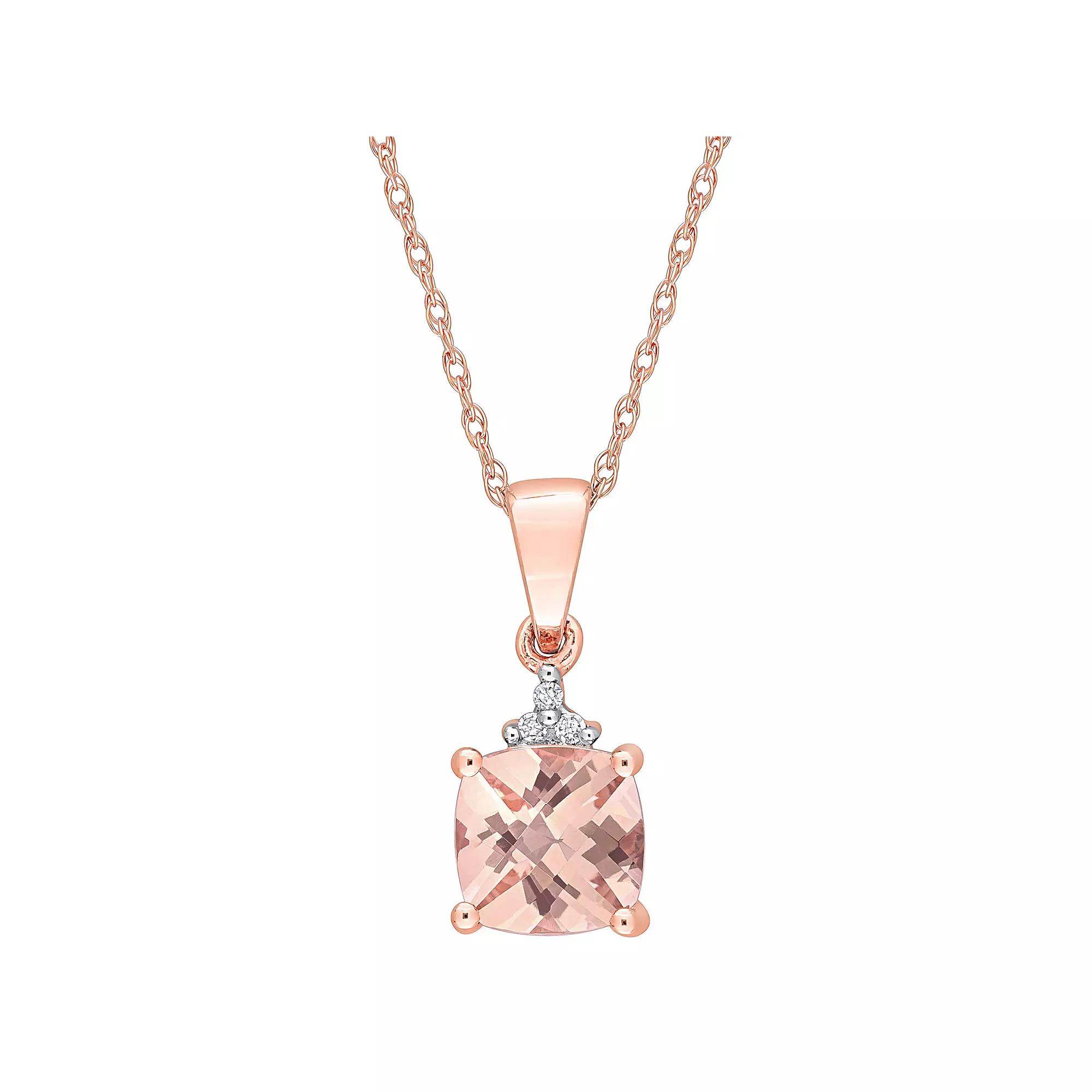 Stella Grace 10k Rose Gold Morganite & Diamond Accent Drop Pendant Necklace, Women's, Size: 17", 10k Rsgold Product Image