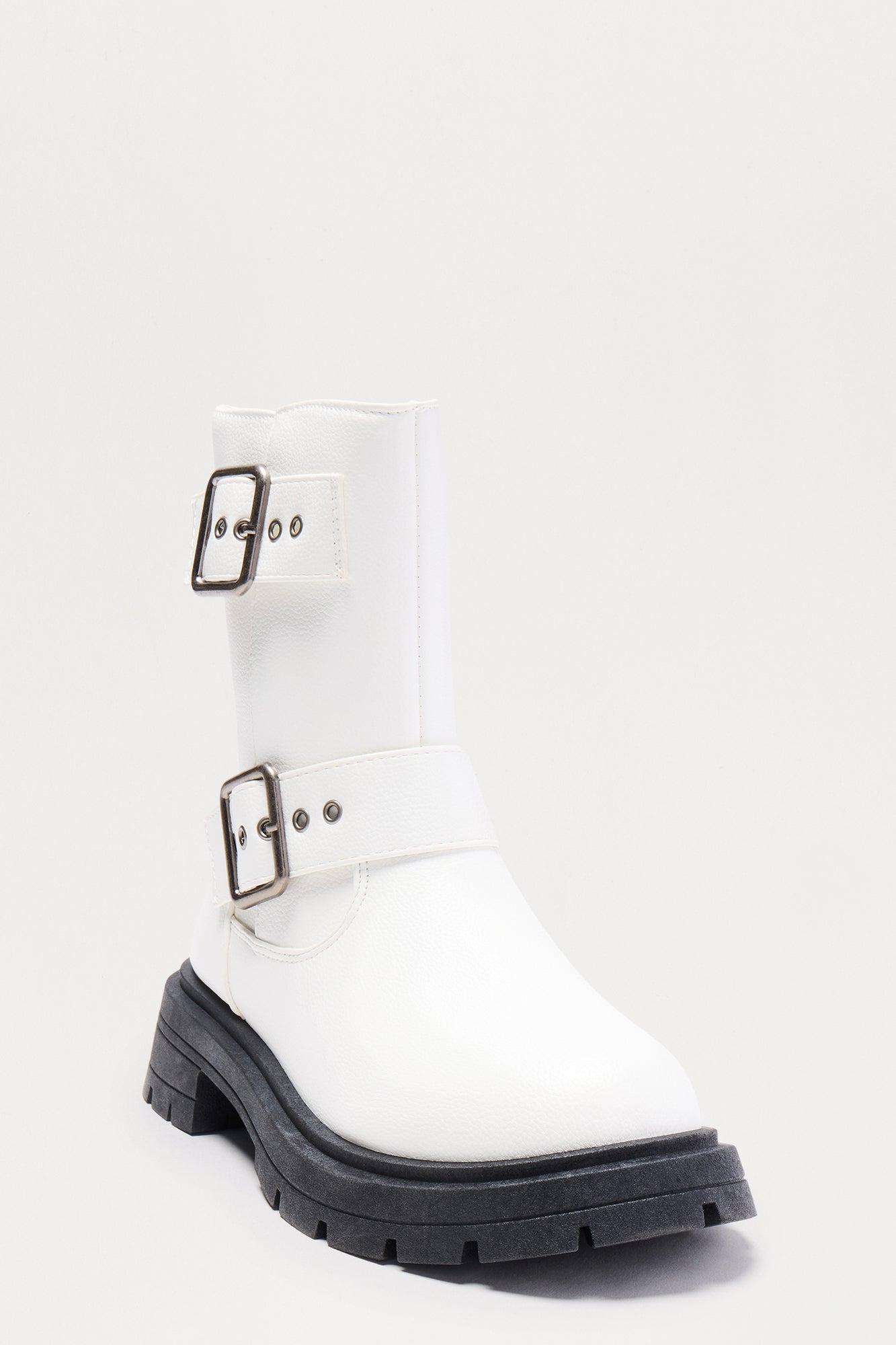 Osaka Buckle Boots - White Female Product Image