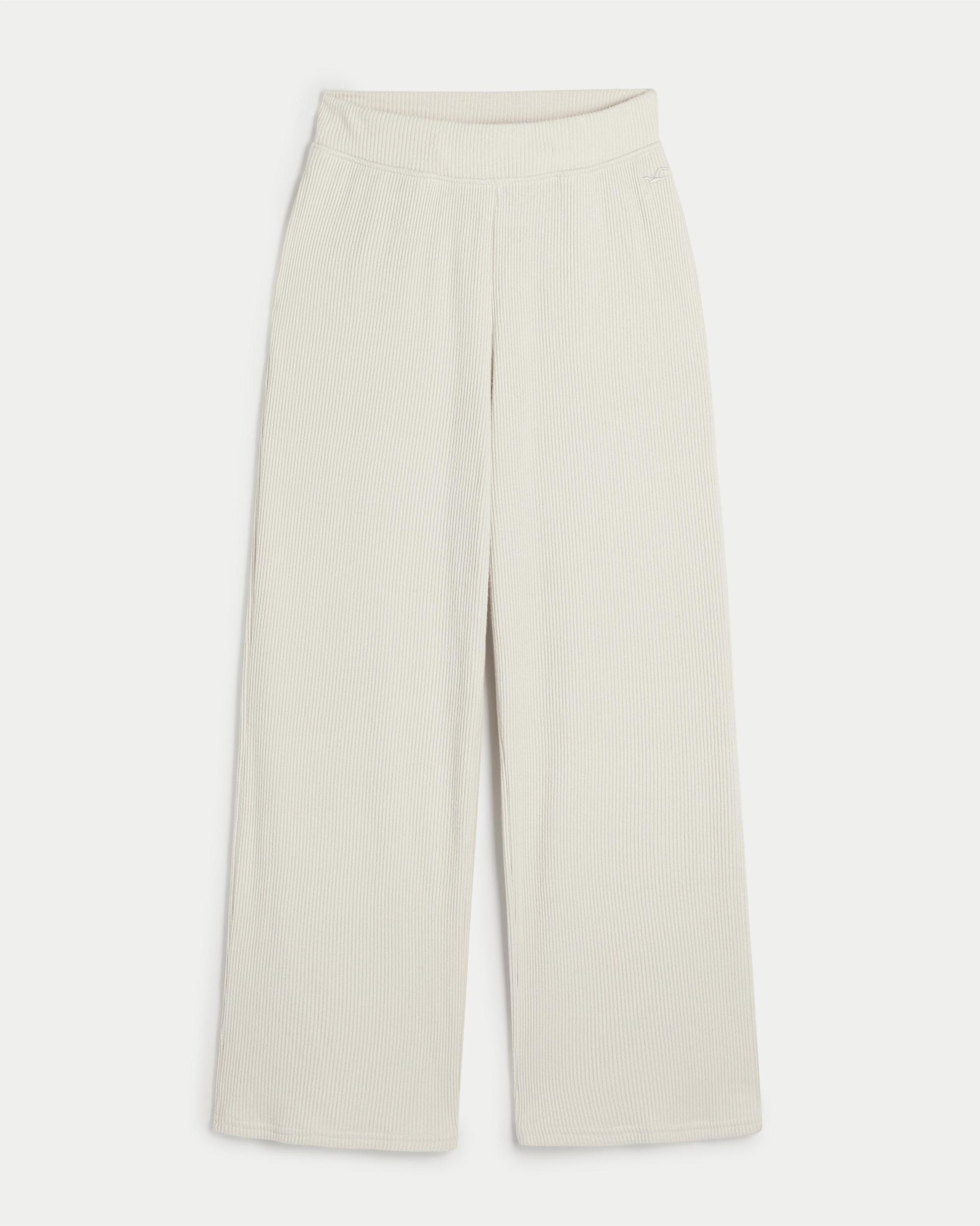 Cozy Ribbed Wide-Leg Pants Product Image