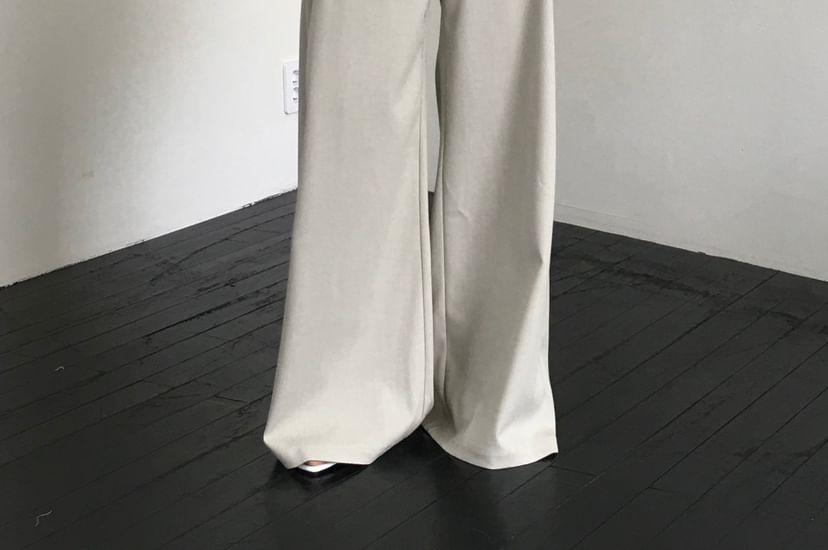 High Waist Monotone Wide-Leg Pants Product Image