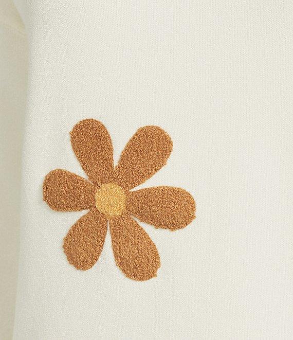 Charlie B. Knit Round Neck Long Sleeve Boucle Flower Sweater Product Image