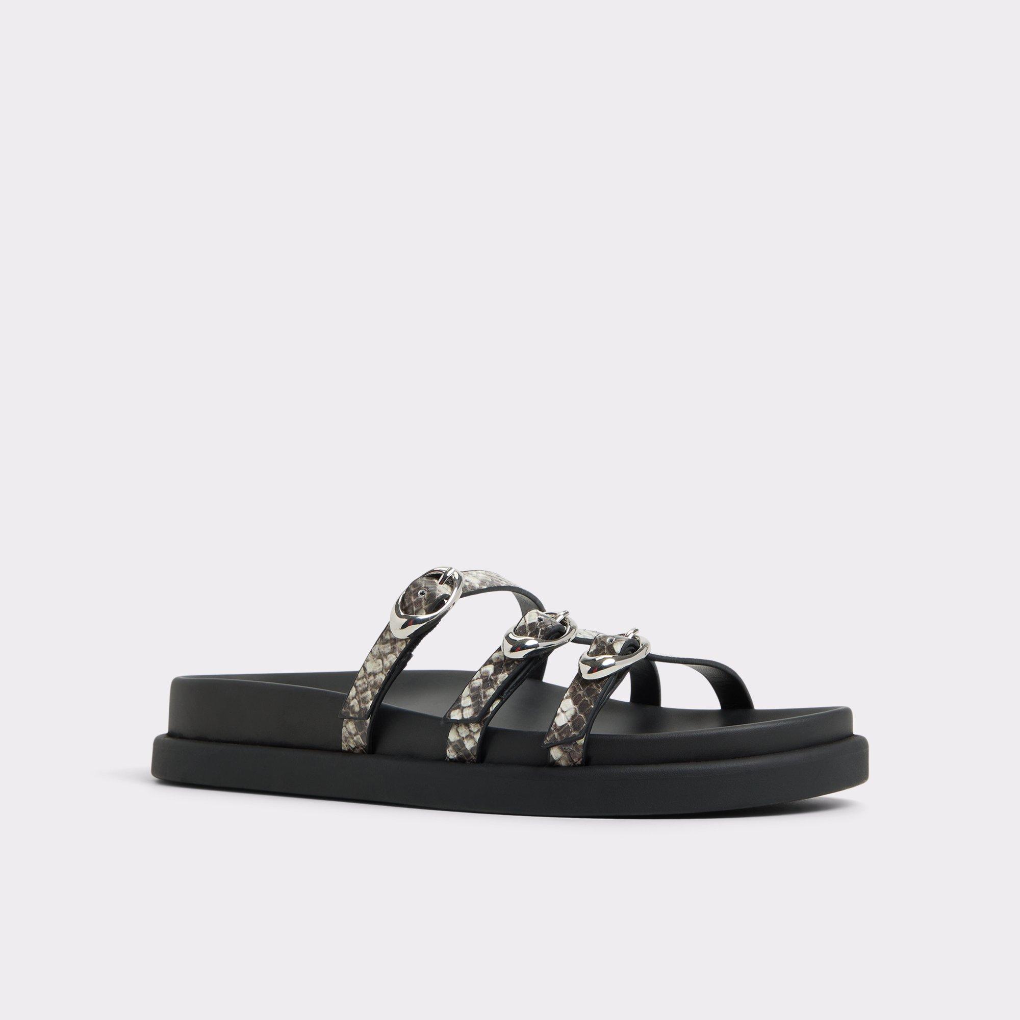 Zephyra White/Black Women's Footbed sandals | ALDO US Product Image