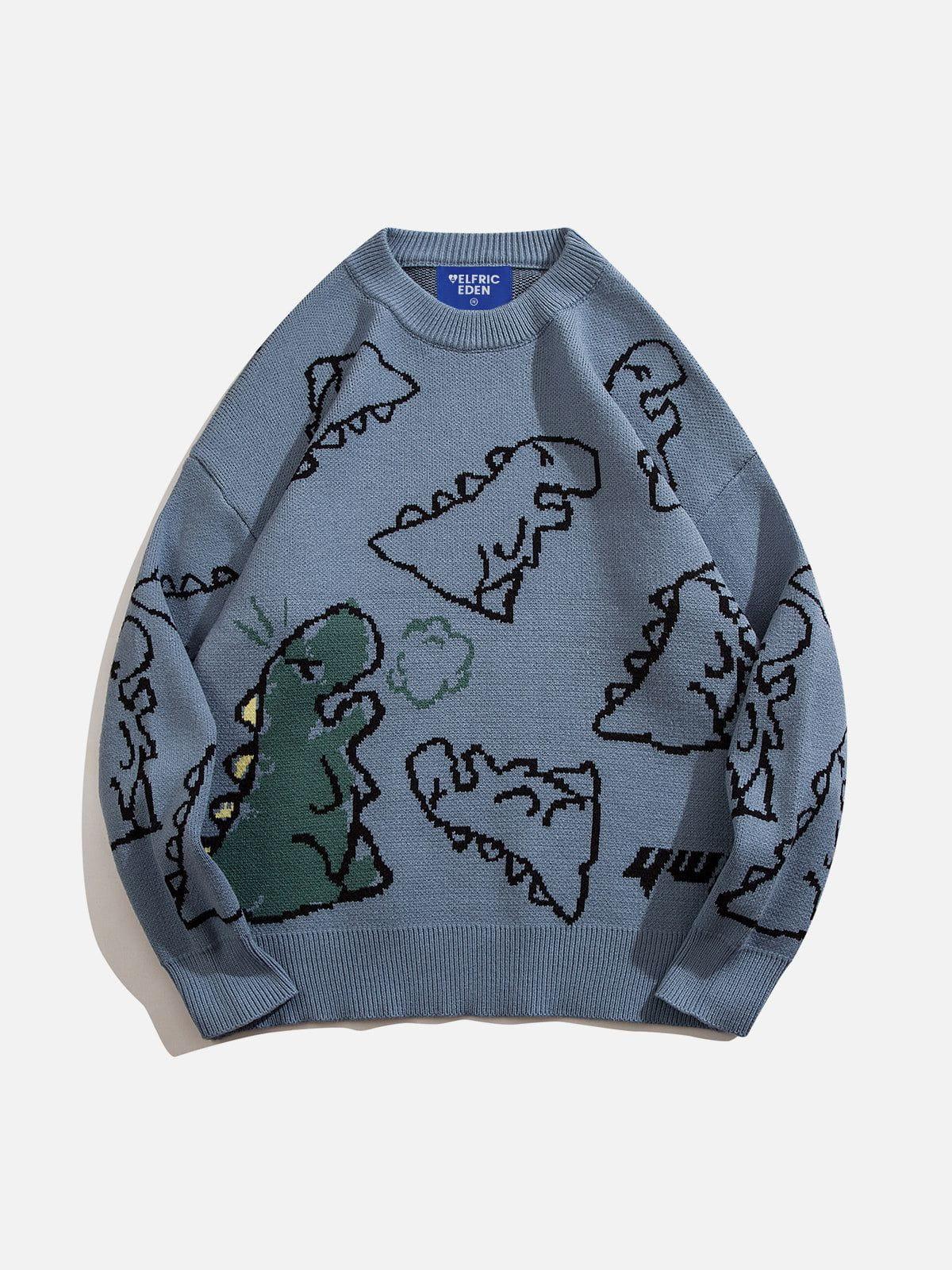 Aelfric Eden Dinosaur Cartoon Graphic Knit Sweater Product Image