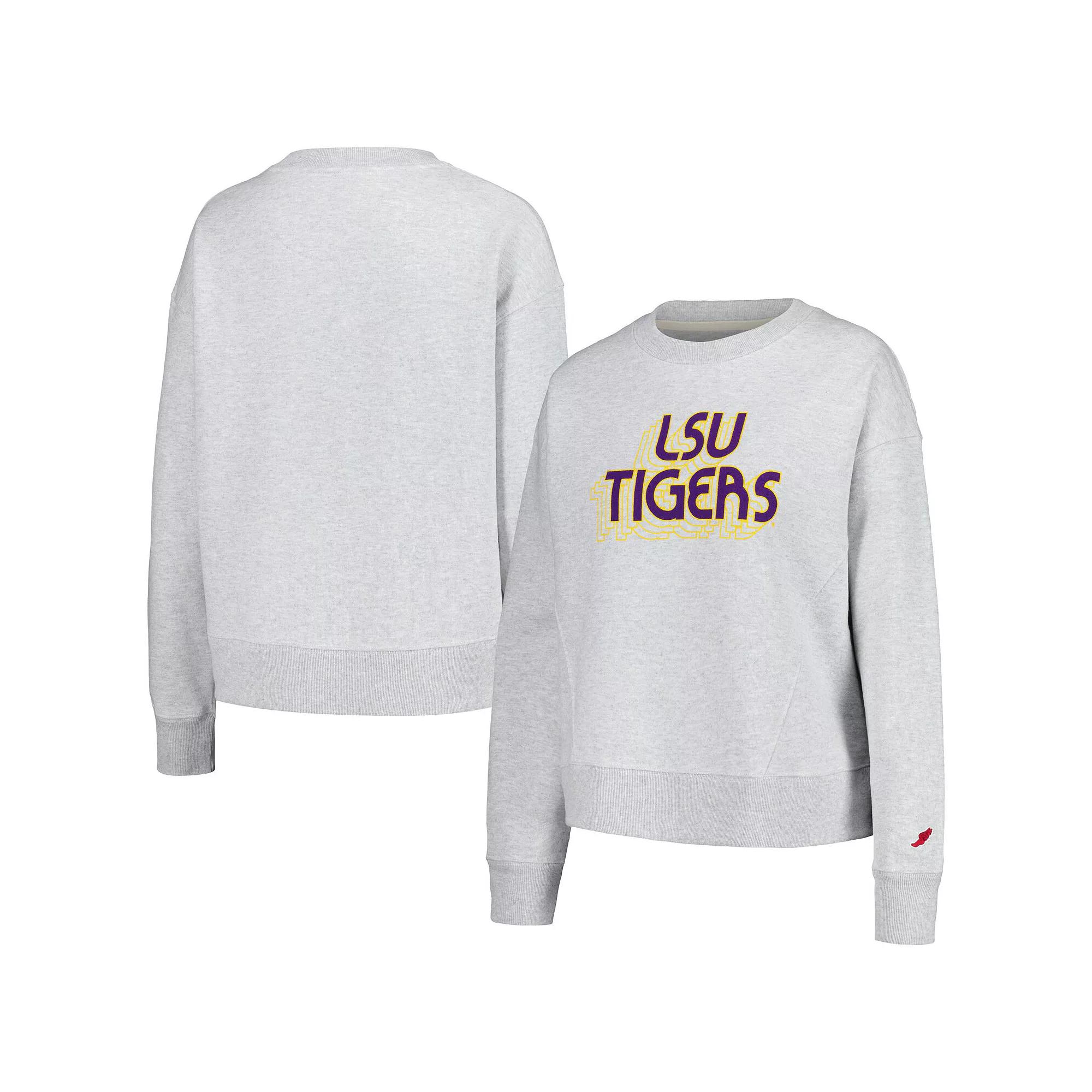 Women's League Collegiate Wear Ash LSU Tigers Boxy Pullover Sweatshirt,  Product Image