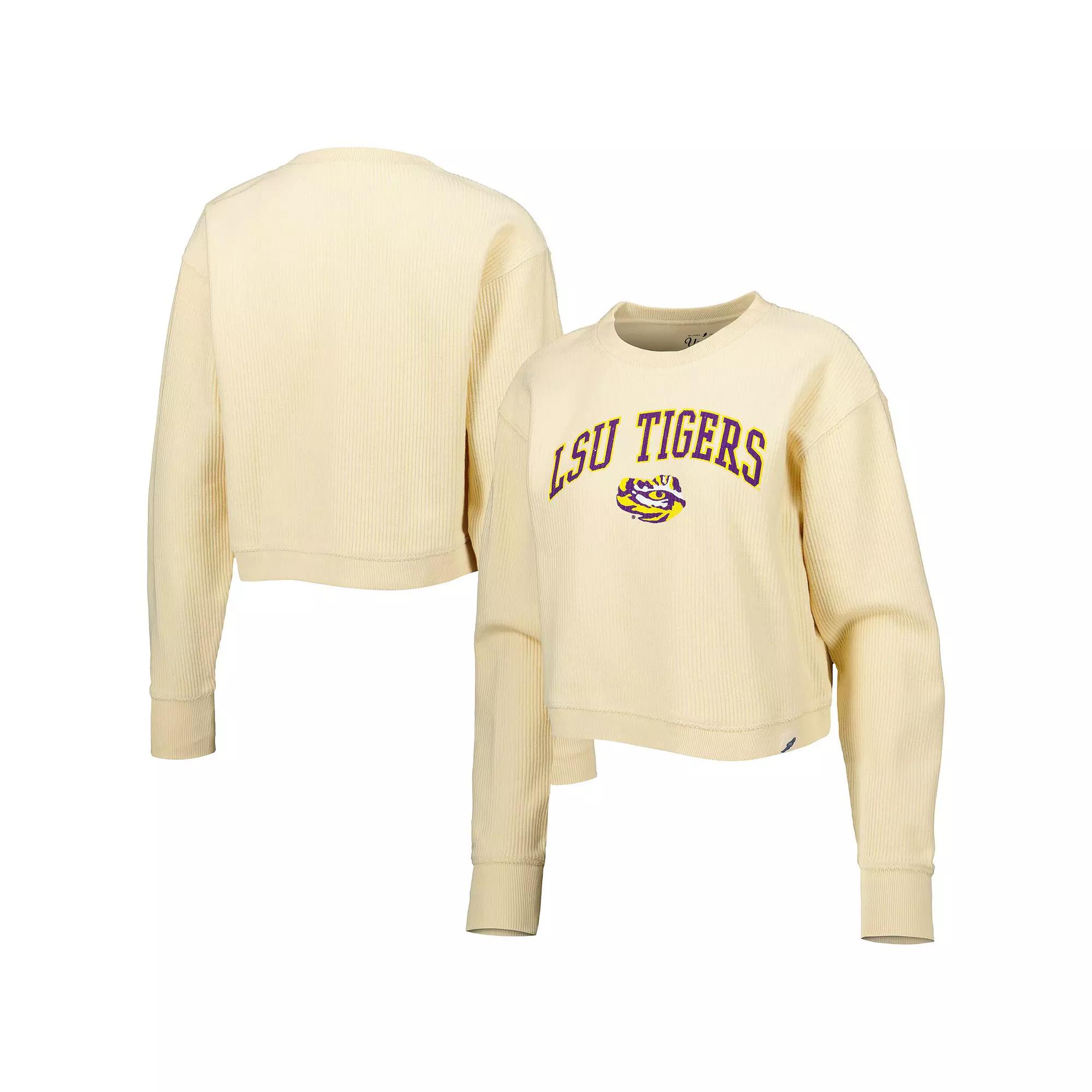Women's League Collegiate Wear Cream LSU Tigers Classic Campus Corded Timber Sweatshirt,  Product Image