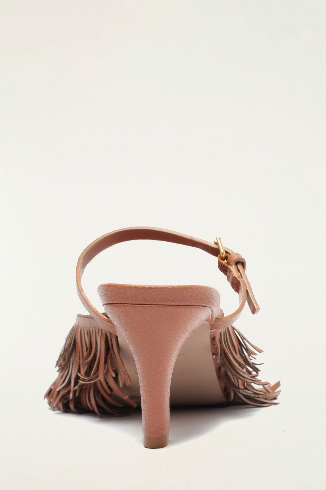 Brown Fringe Heeled Sandal Product Image