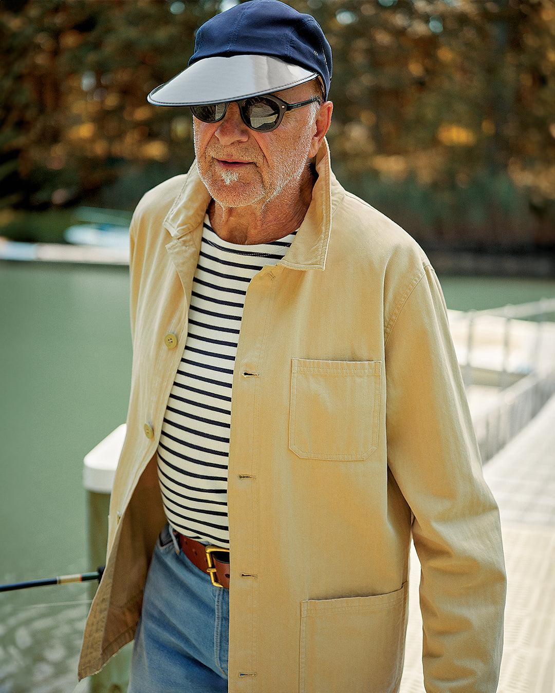 Men’s Breton Stripe Boatneck Tee in Off White/Navy Product Image