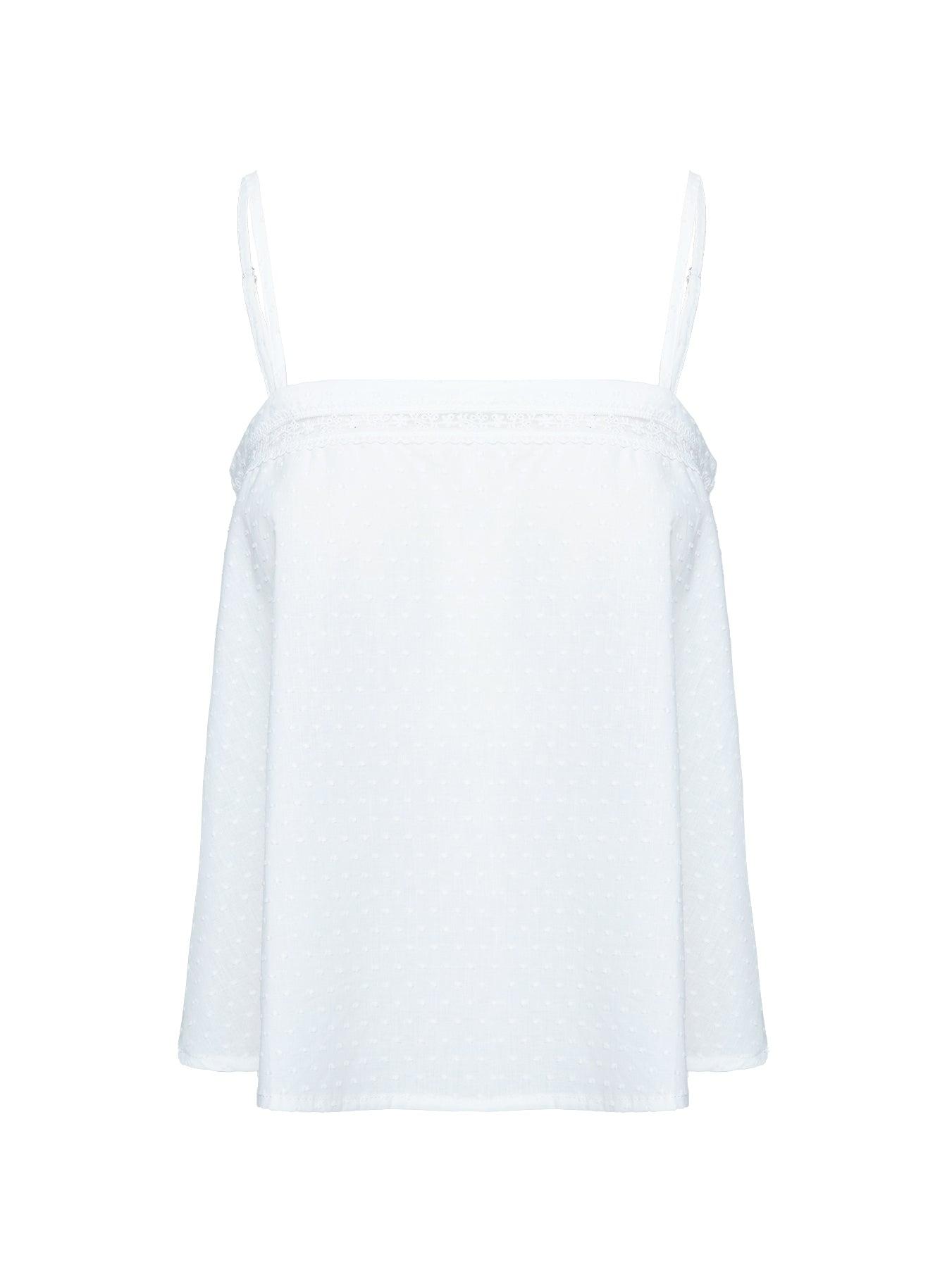 Invisible String Lace Sleep Top White Product Image