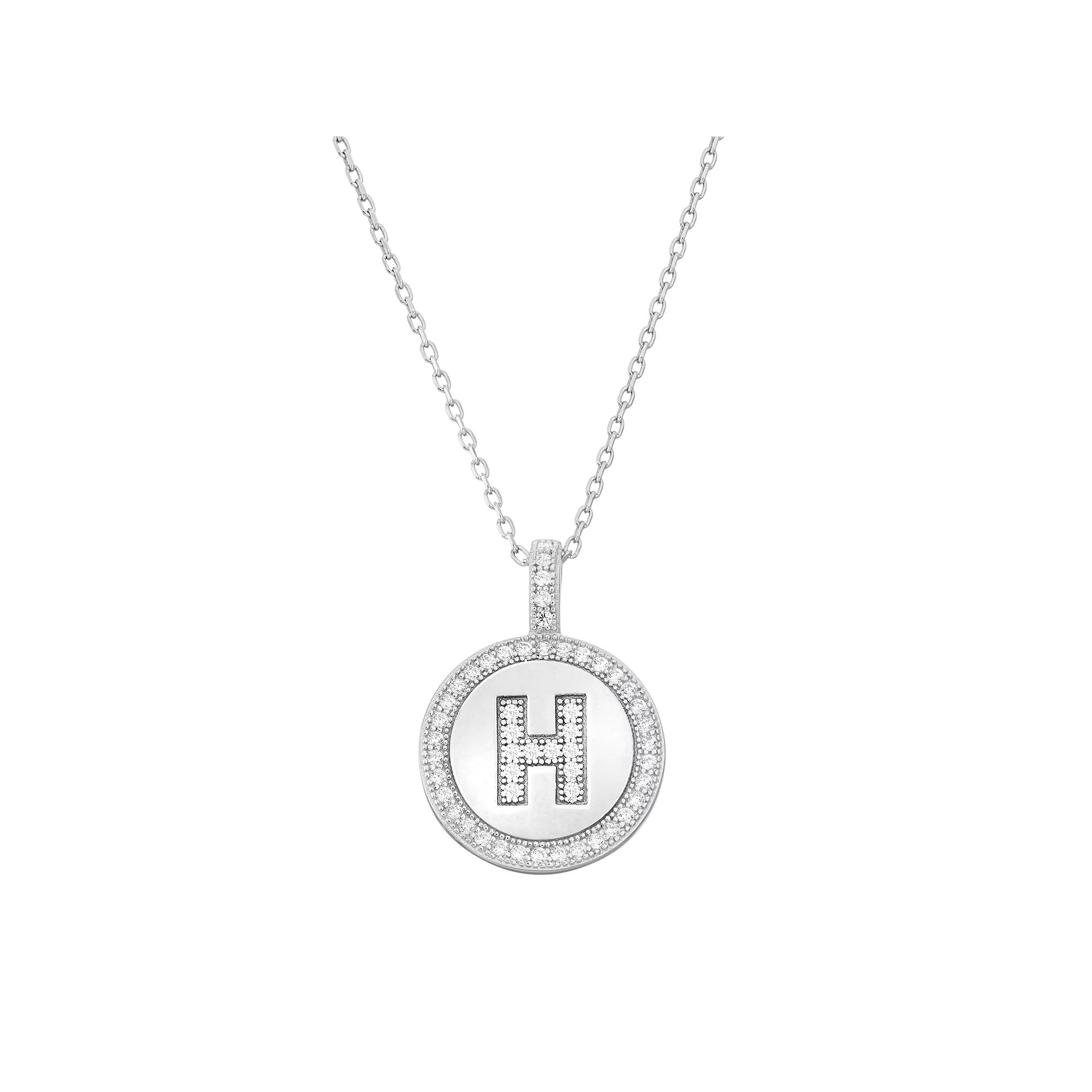 Argento Bella Sterling Silver Cubic Zirconia Initial Pendant Necklace, Women's,  Product Image
