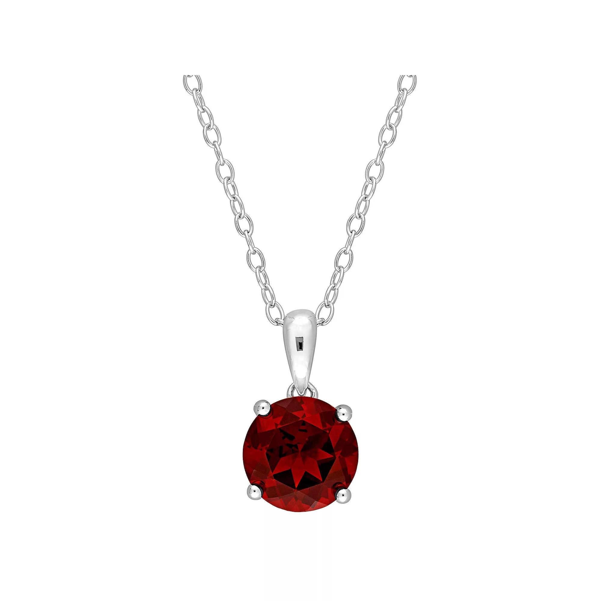 Stella Grace Sterling Silver & Gemstone Round Stud Pendant Necklace, Women's,  Product Image