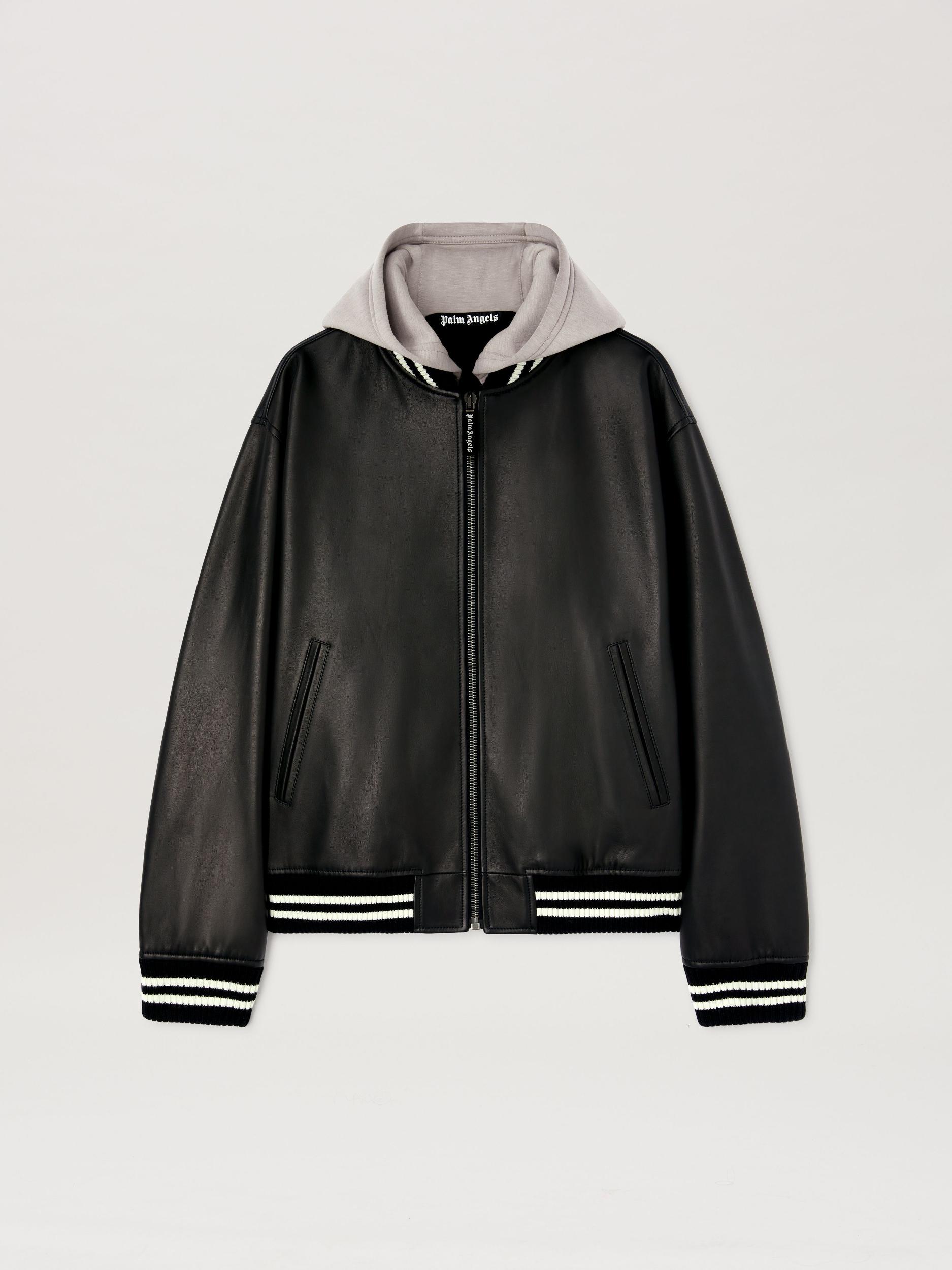 CURVED LOGO LEATHER BOMBER BLACK - OFF W Product Image