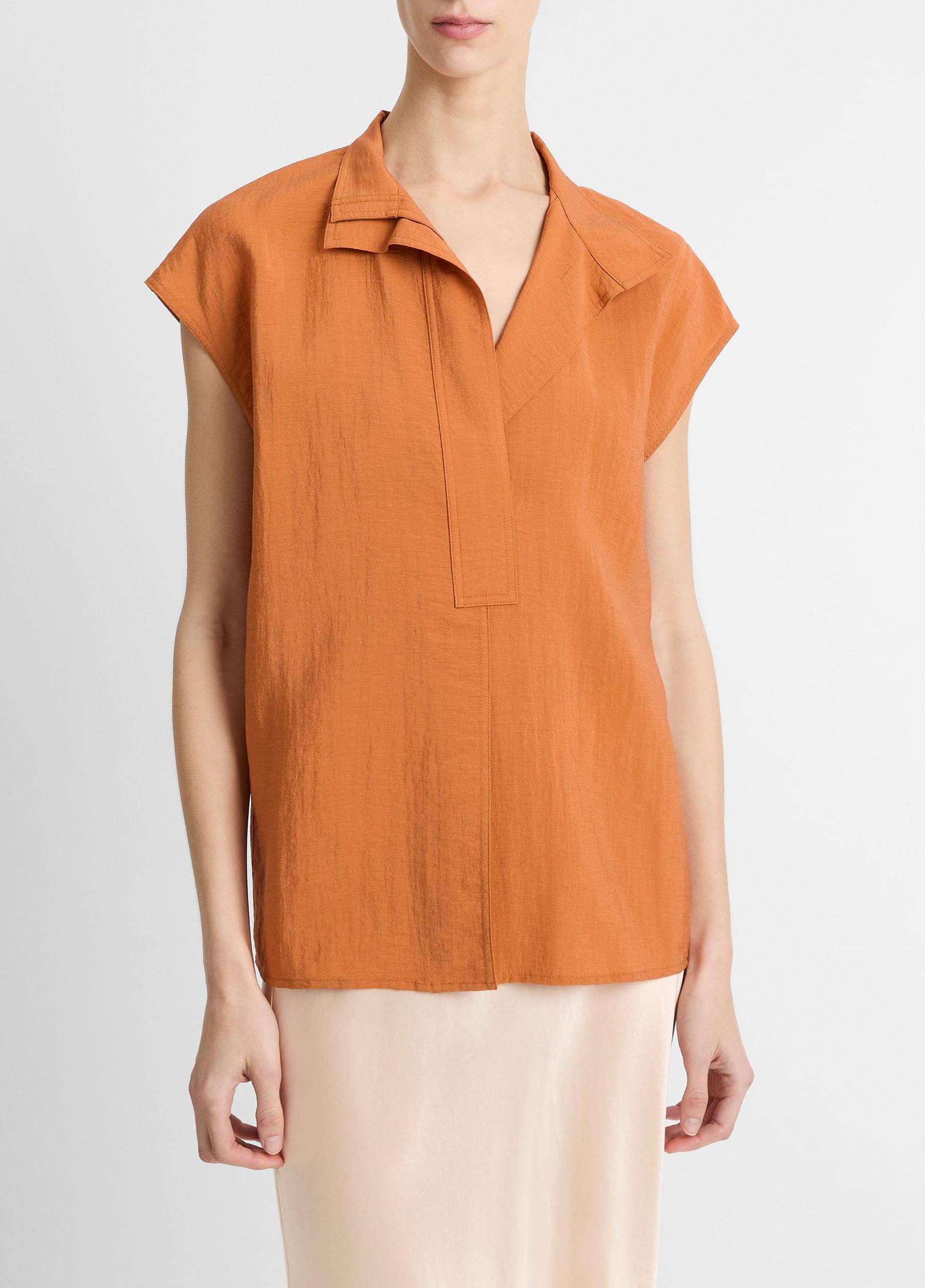 Voile Cap-Sleeve Blouse Product Image