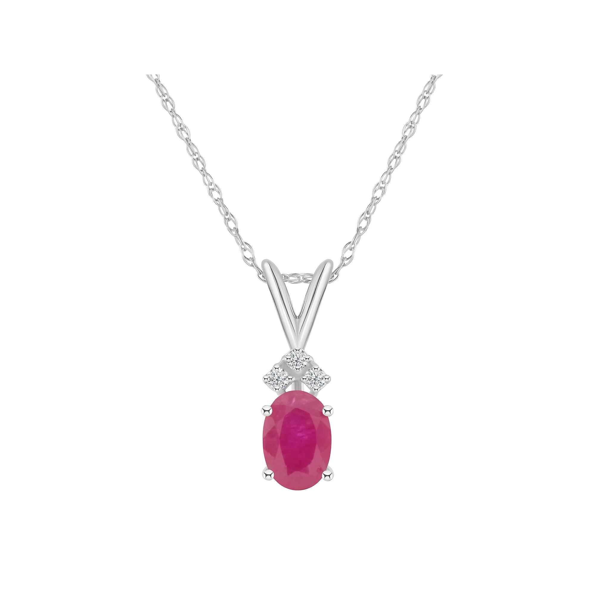 Celebration Gems 14k White Gold Gemstone & Diamond Accent Pendant Necklace, Women's,  Product Image