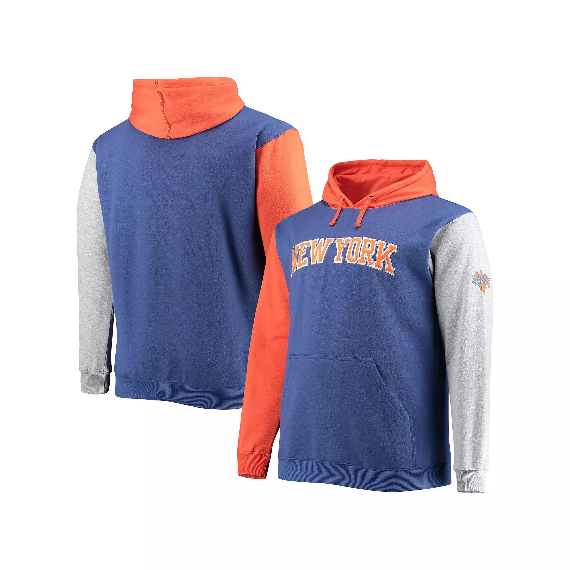Men's Fanatics Branded Royal/Orange New York Knicks Big & Tall Double Contrast Pullover Hoodie, Size: 2XB, Blue Product Image
