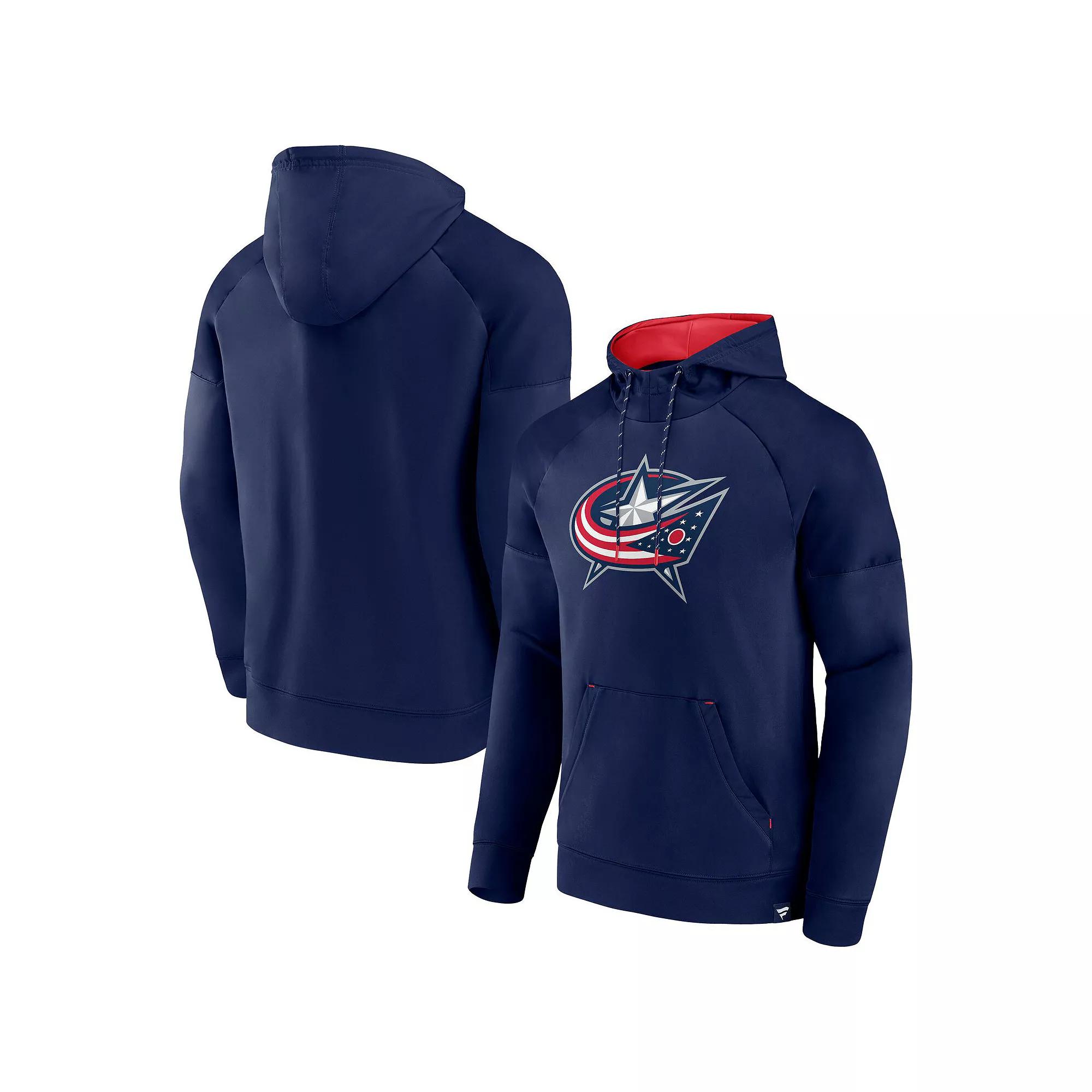 Men's Fanatics Navy Columbus Blue Jackets Iconic Defender Raglan Pullover Hoodie,  Product Image
