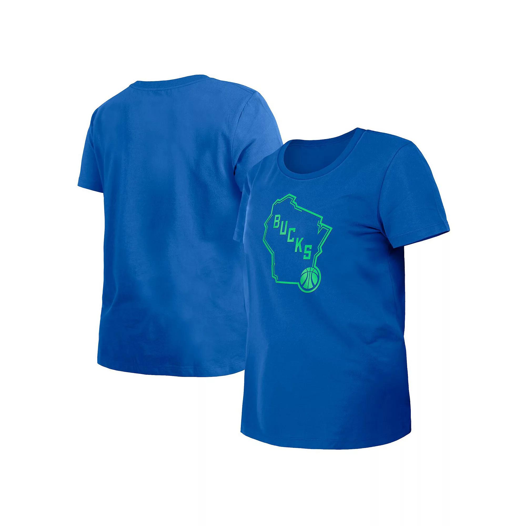 Women's New Era Blue Milwaukee Bucks 2023/24 City Edition T-Shirt, Size: Small Product Image