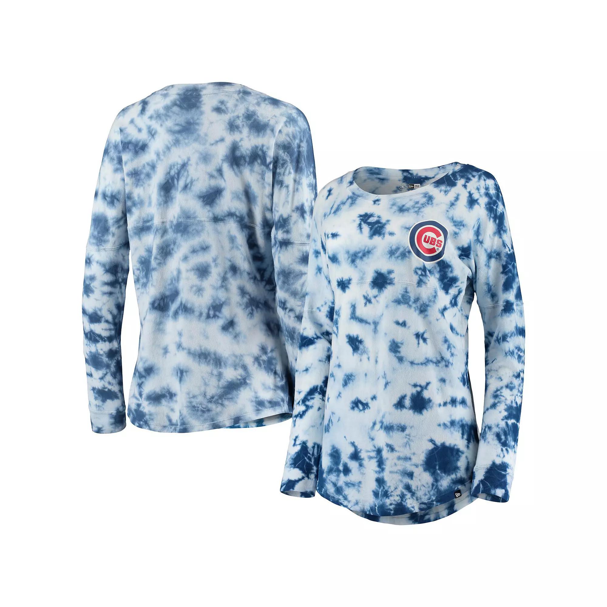 Women's New Era Royal Chicago Cubs Tie-Dye Long Sleeve T-Shirt, Size: Medium, Blue Product Image