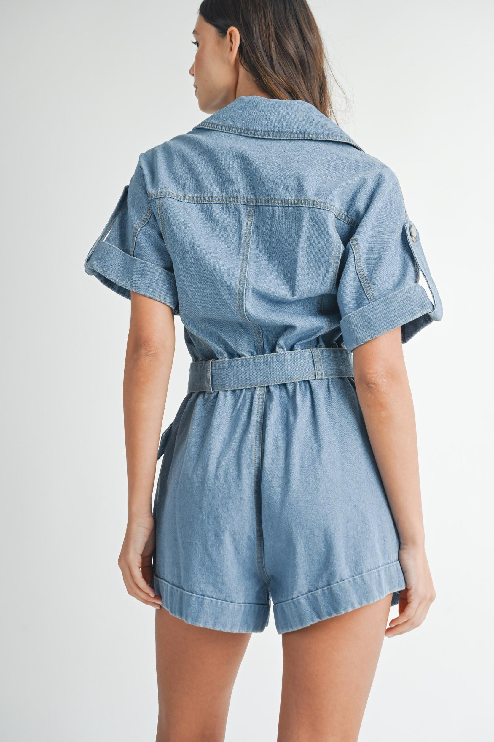 Moto Jacket Denim Romper Product Image