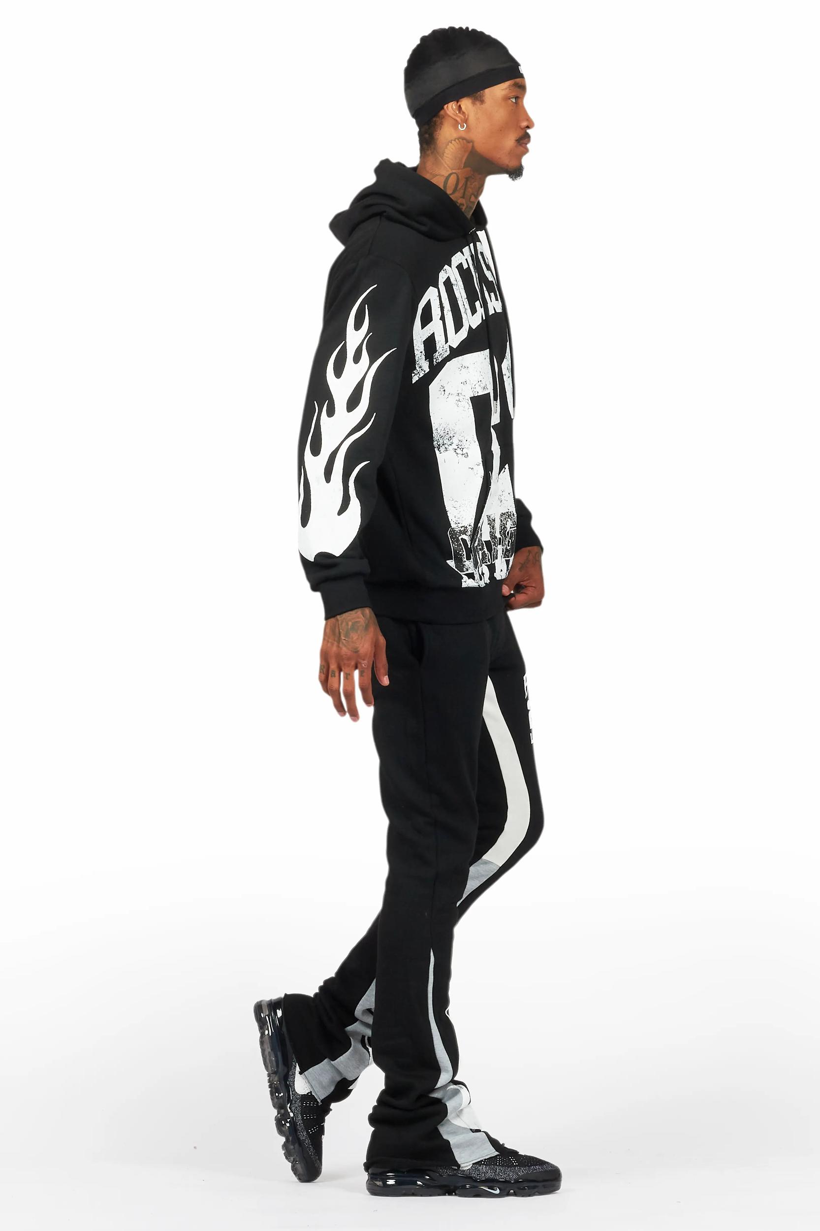 Edel Black/White Hoodie/Stacked Flare Pant Set Male Product Image