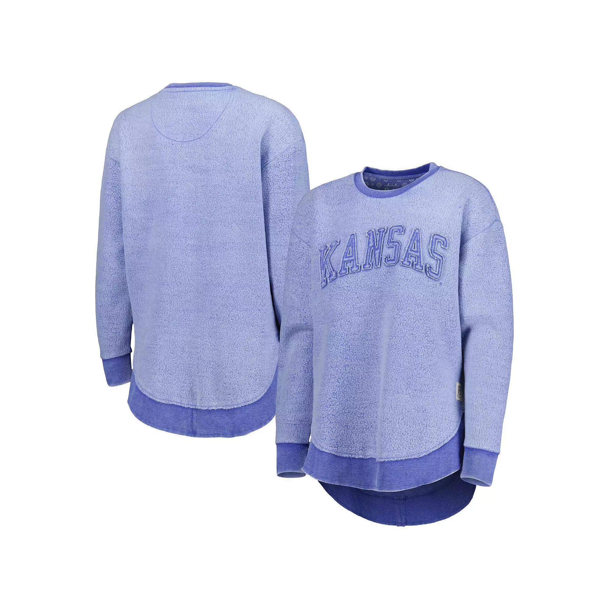 Women's Pressbox Royal Kansas Jayhawks Ponchoville Pullover Sweatshirt, Size: Large, Blue Product Image