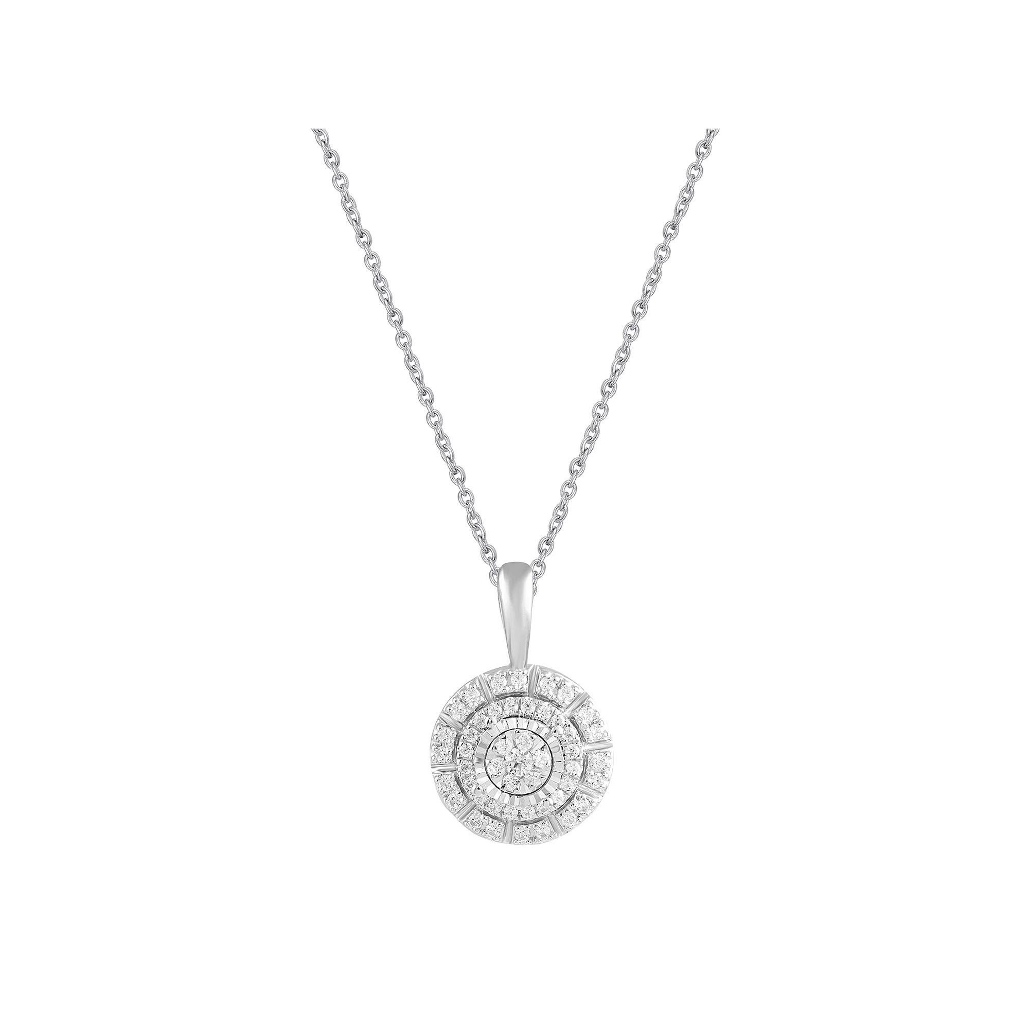 Royal Aura Sterling Silver 1/4 Carat T.W. Diamond Circle Pendant Necklace, Women's, Size: 18" Product Image