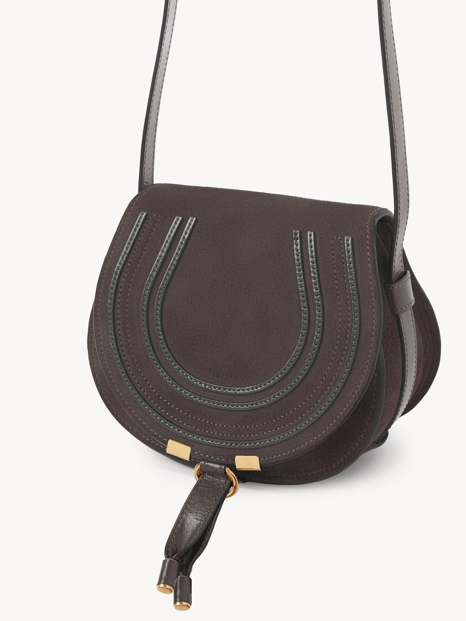 Small Marcie saddle bag in suede leather Product Image