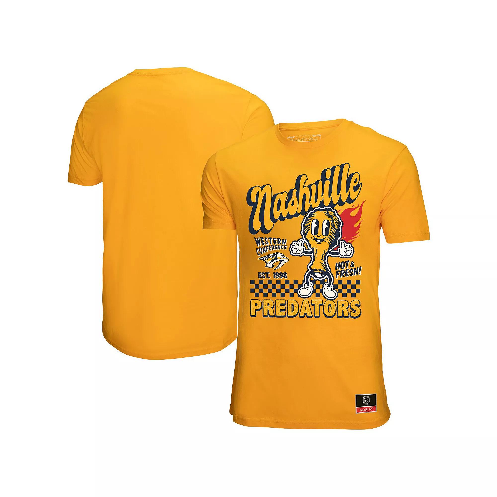 Men's Mitchell & Ness Gold Nashville Predators Local Food T-Shirt, Size: 2XL, Pdt Gold Product Image
