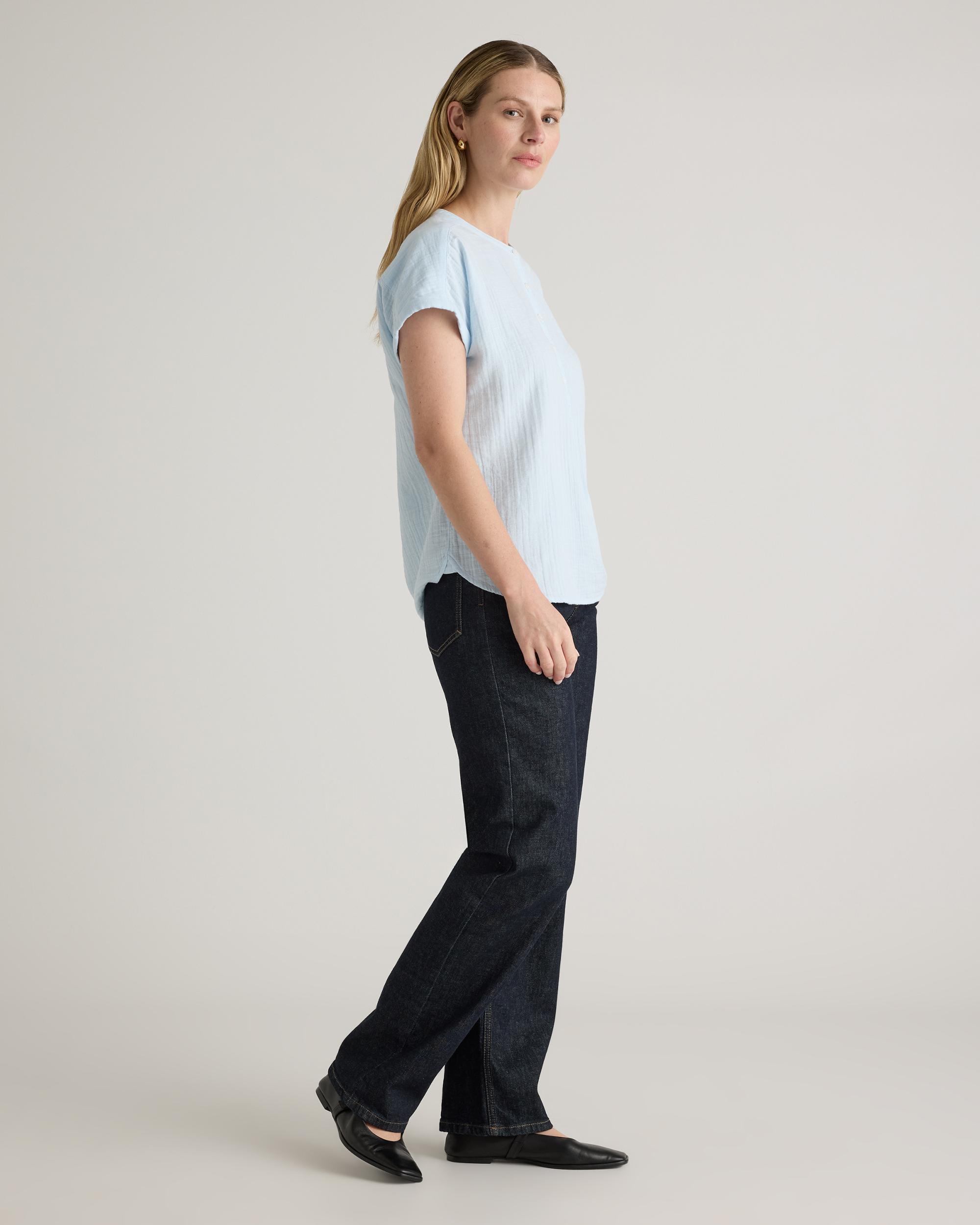 Quince | Women's Gauze Roll Sleeve Shirt Organic Cotton Product Image