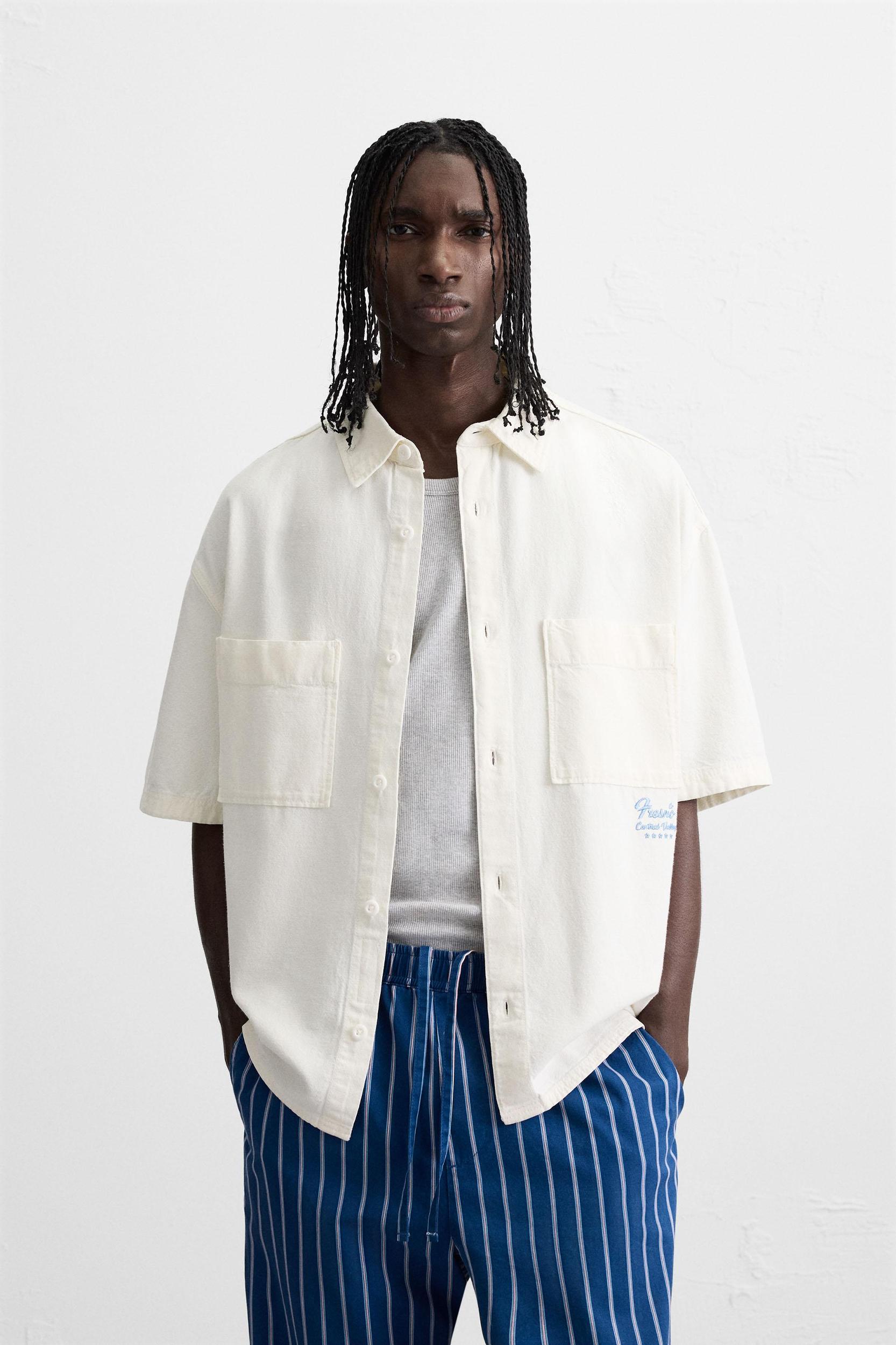 CONTRAST EMBROIDERY SHIRT Product Image