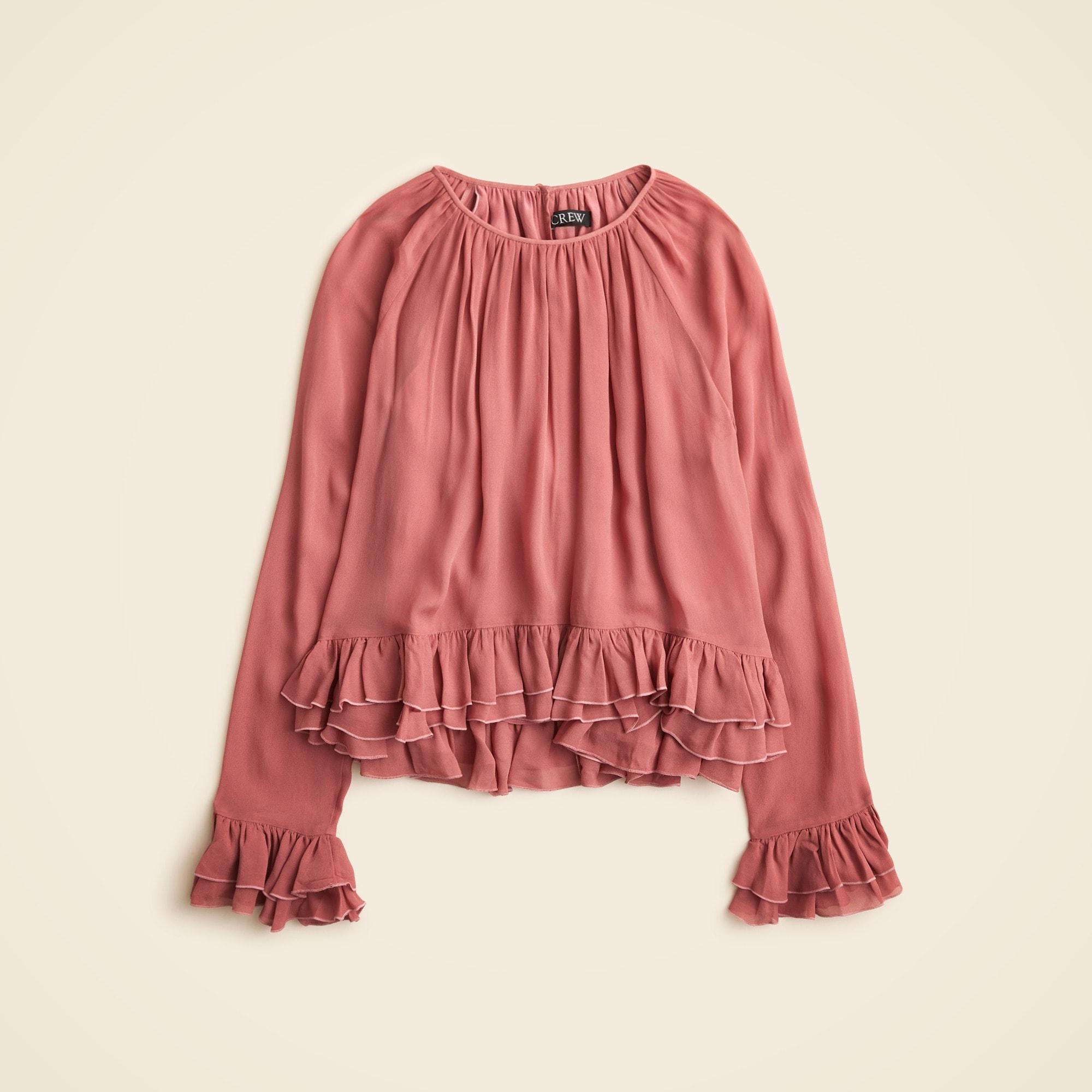 Collection ruffle top in viscose chiffon Product Image