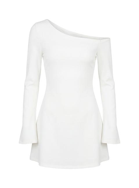 Adrietta Long Sleeve Off Shoulder Mini Dress White Product Image