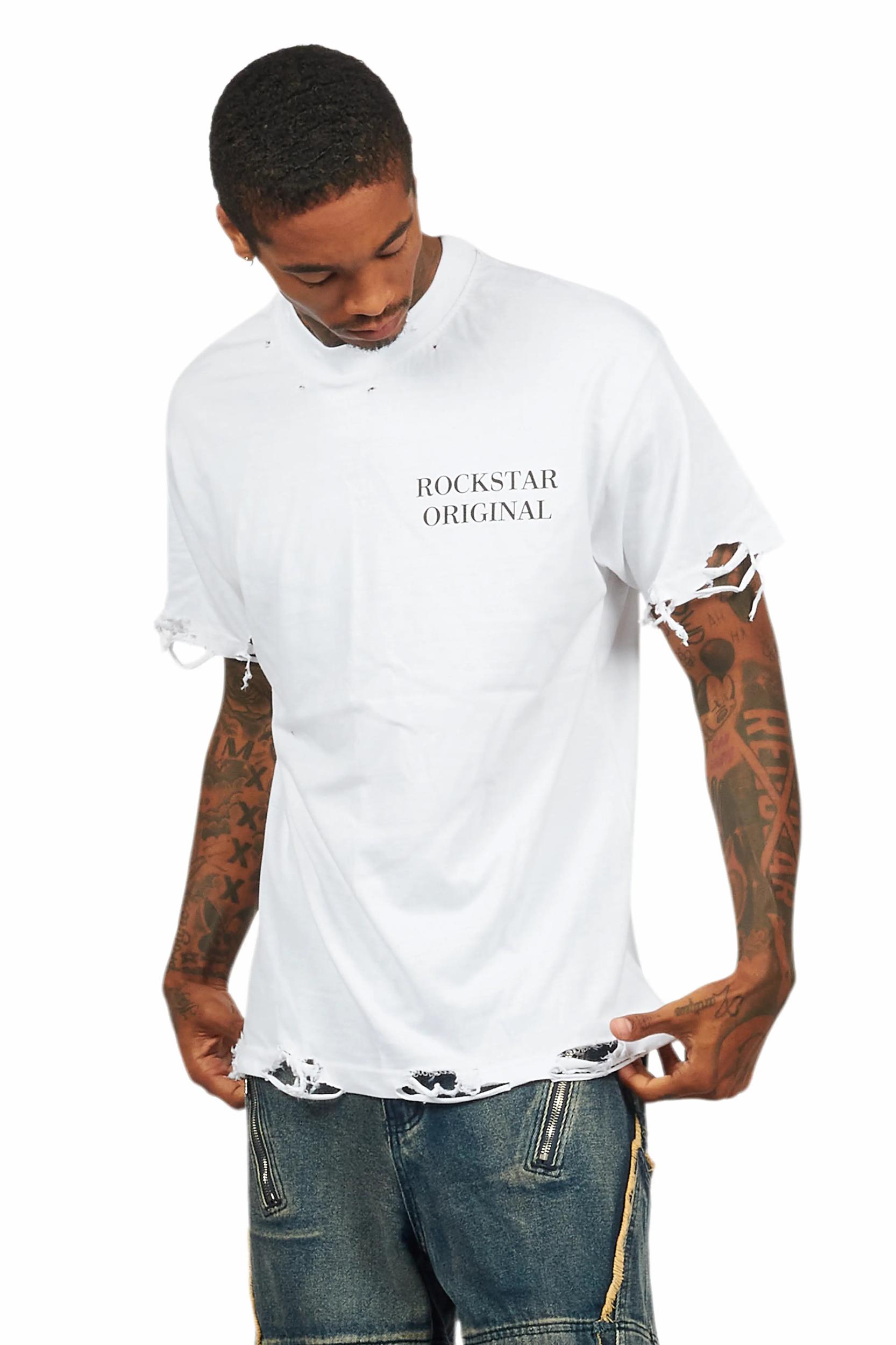 Drako White Oversized Graphic T-Shirt Male Product Image