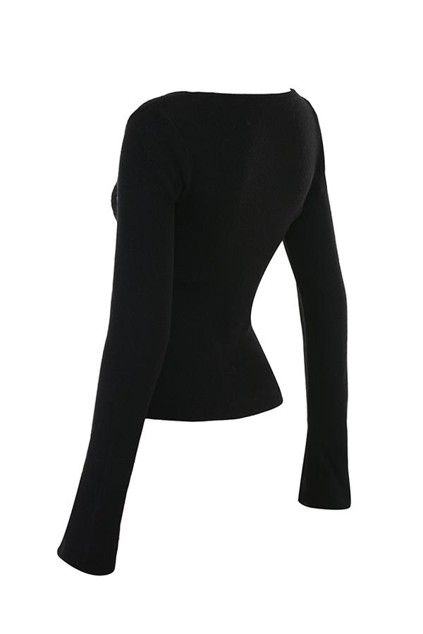 Candice  black lace trim top - sale Product Image