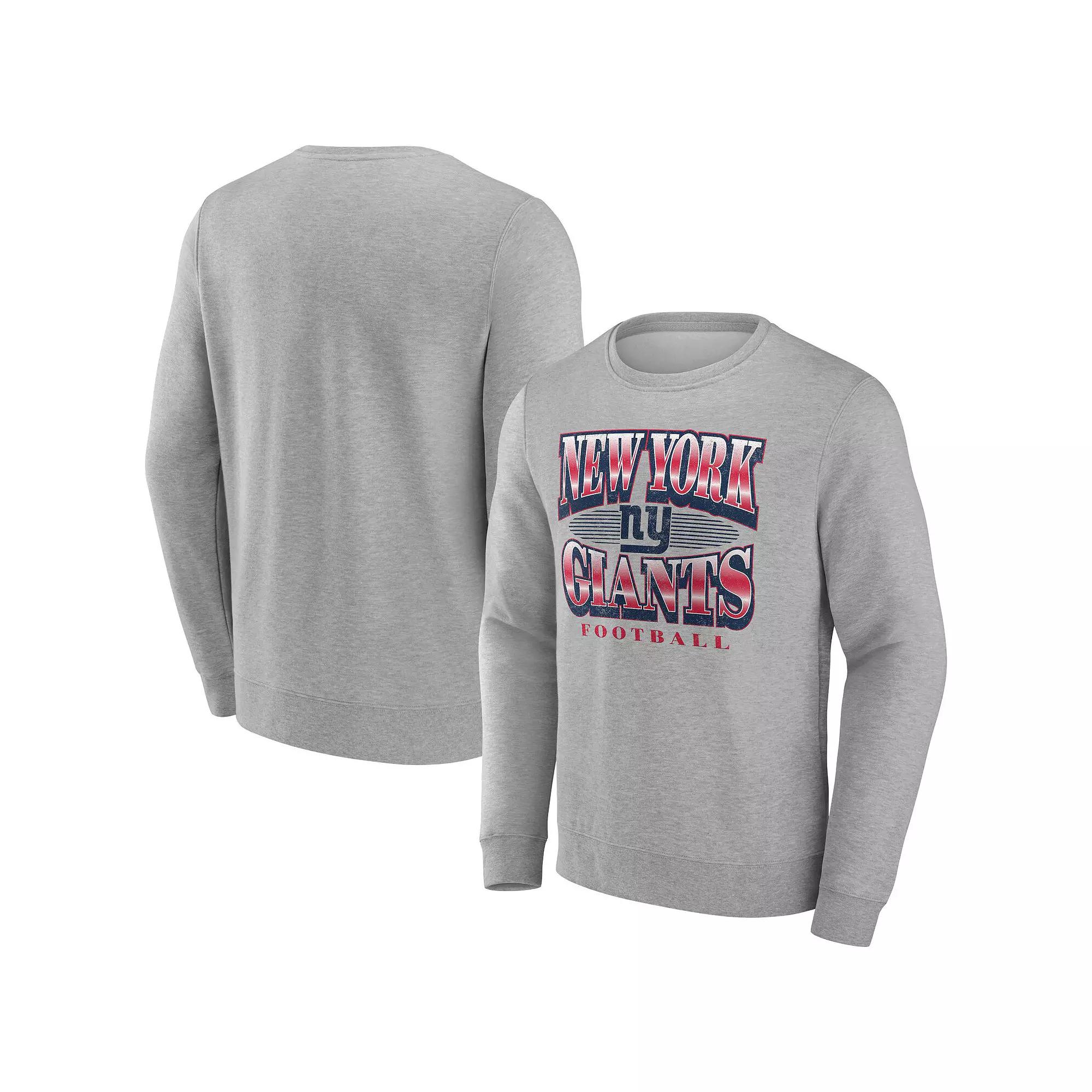Men's Fanatics Heather Gray New York Giants Chance Throwback Fleece Pullover Sweatshirt, Size: 4XL, Grey Product Image