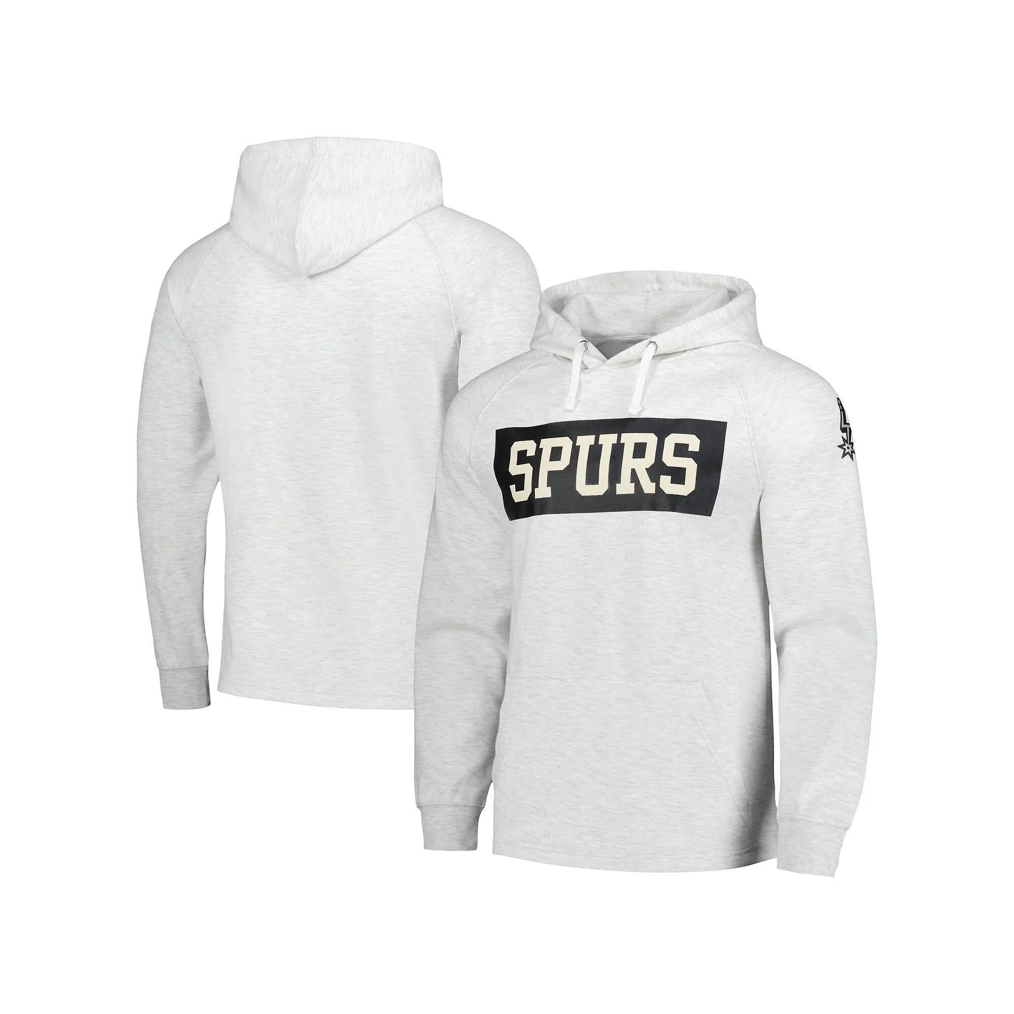 Men's Fanatics Ash San Antonio Spurs Softhand Raglan Tri-Blend Pullover Hoodie,  Product Image