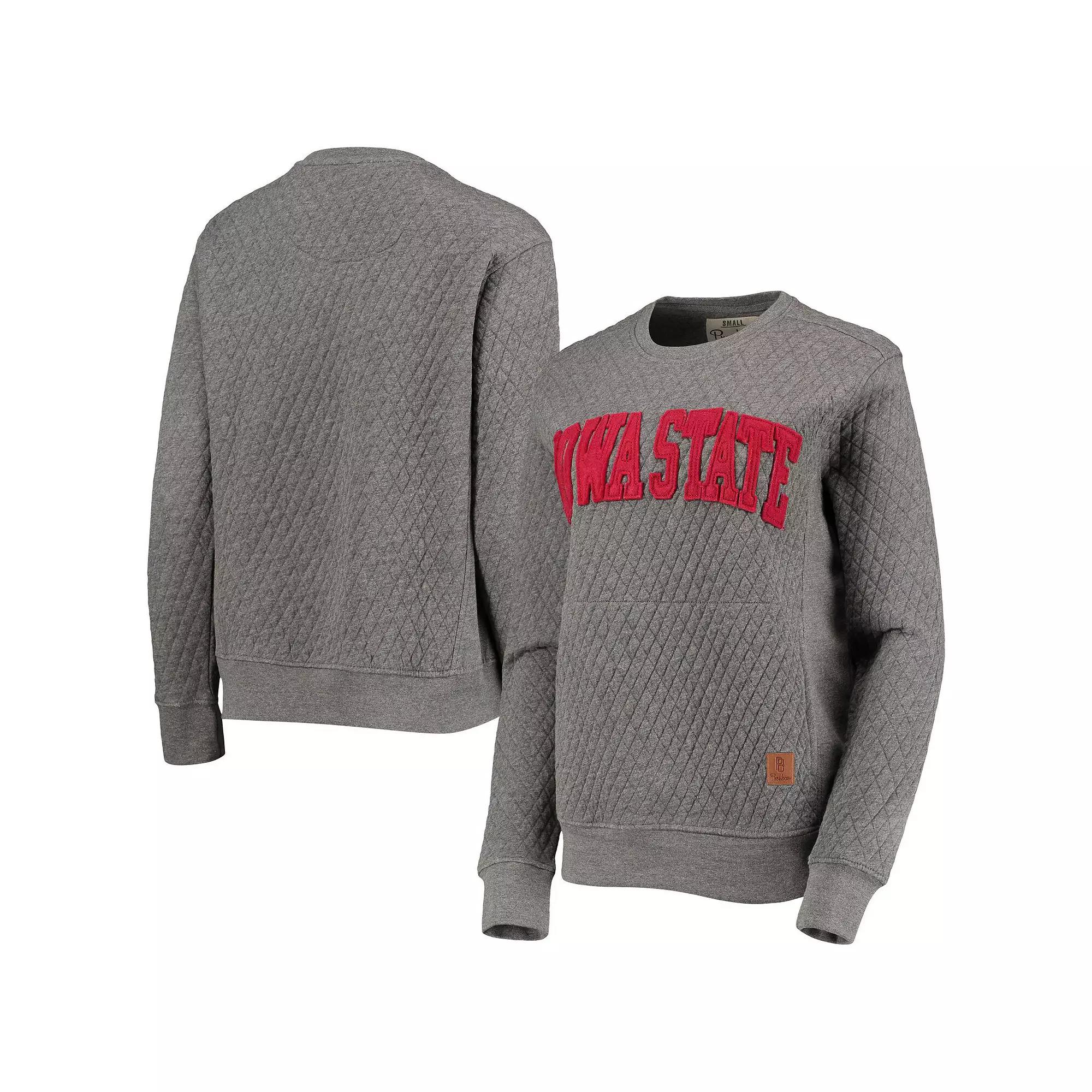 Women's Pressbox Heather Charcoal Iowa State Cyclones Moose Quilted Pullover Sweatshirt,  Product Image