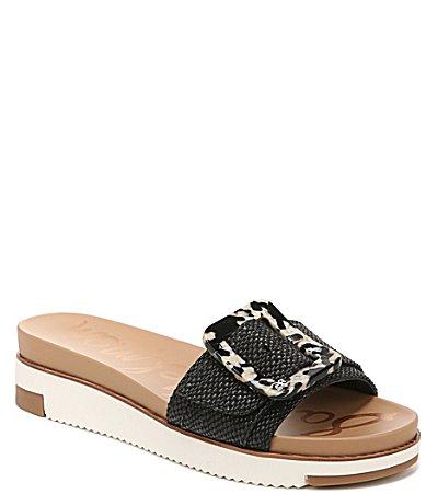 Sam Edelman Ariane Raffia Tortoise Buckle Detail Platform Slides Product Image