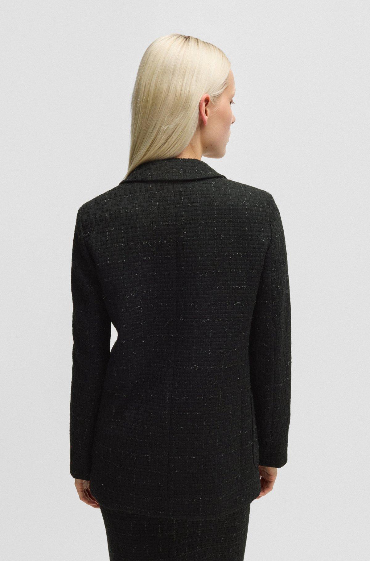 HUGO - Relaxed-fit jacket in sparkle-effect bouclé - Patterned Product Image